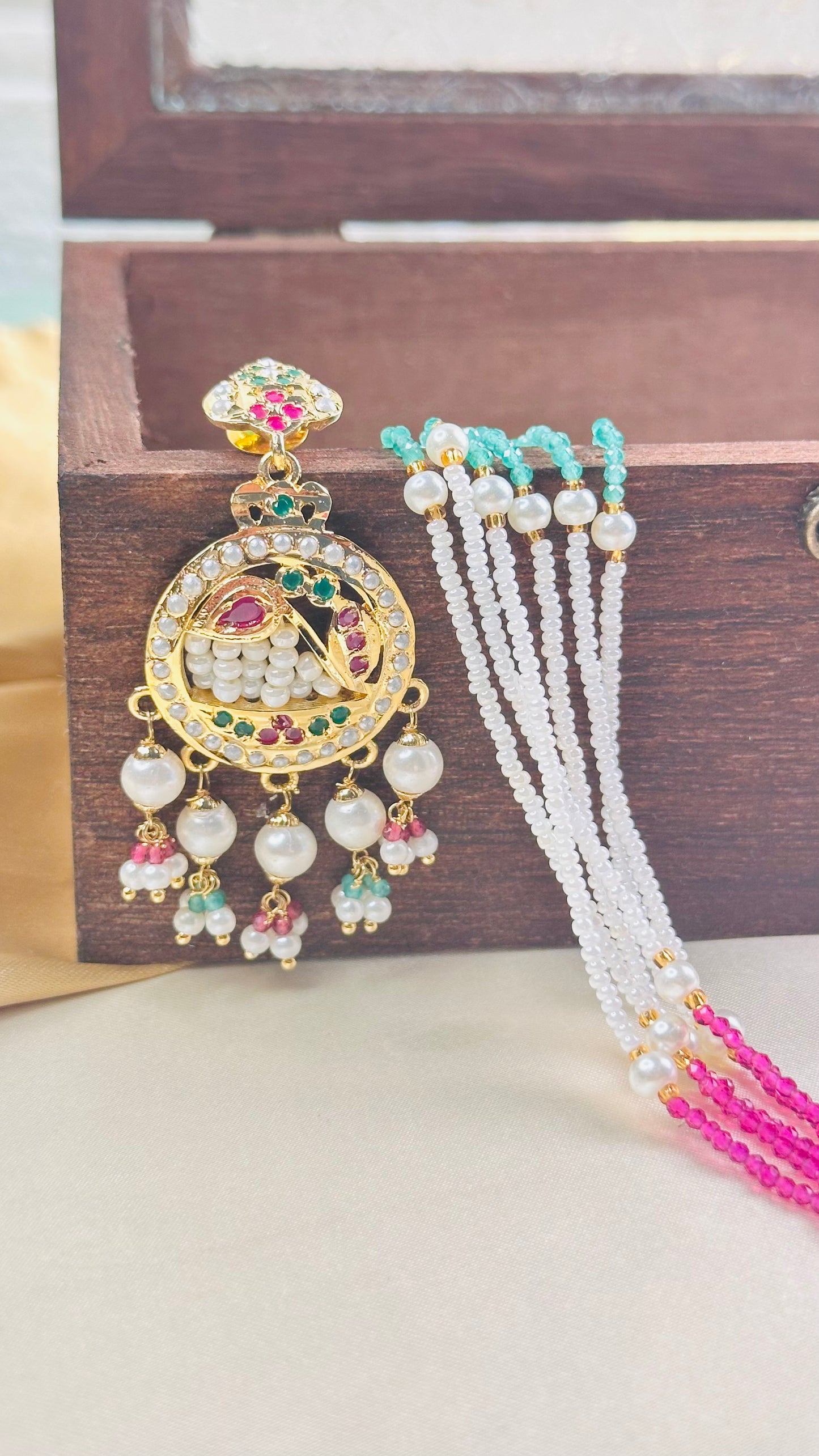 Began pearl Jadau Haram green purple