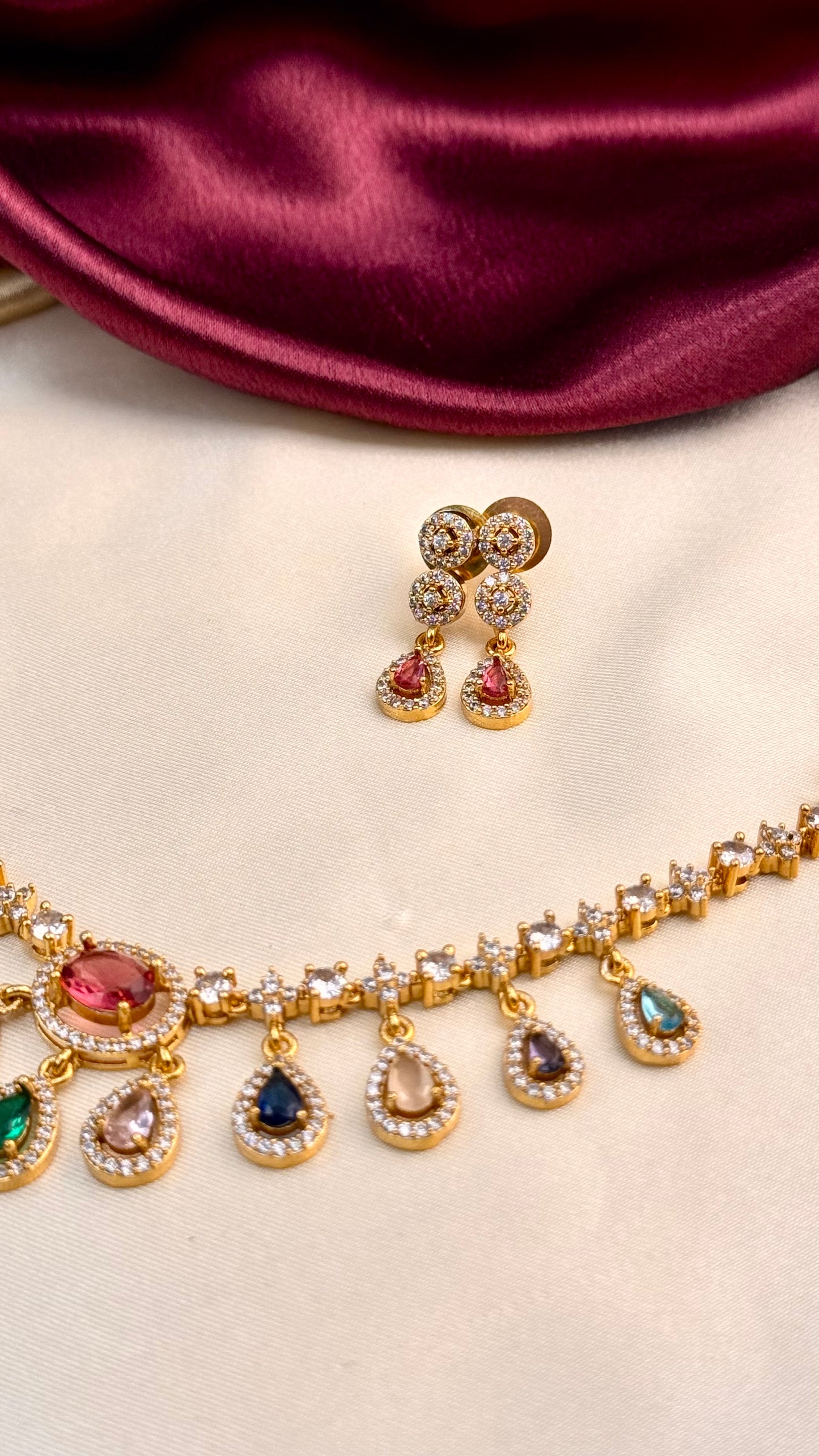 AD multi stone Necklace set