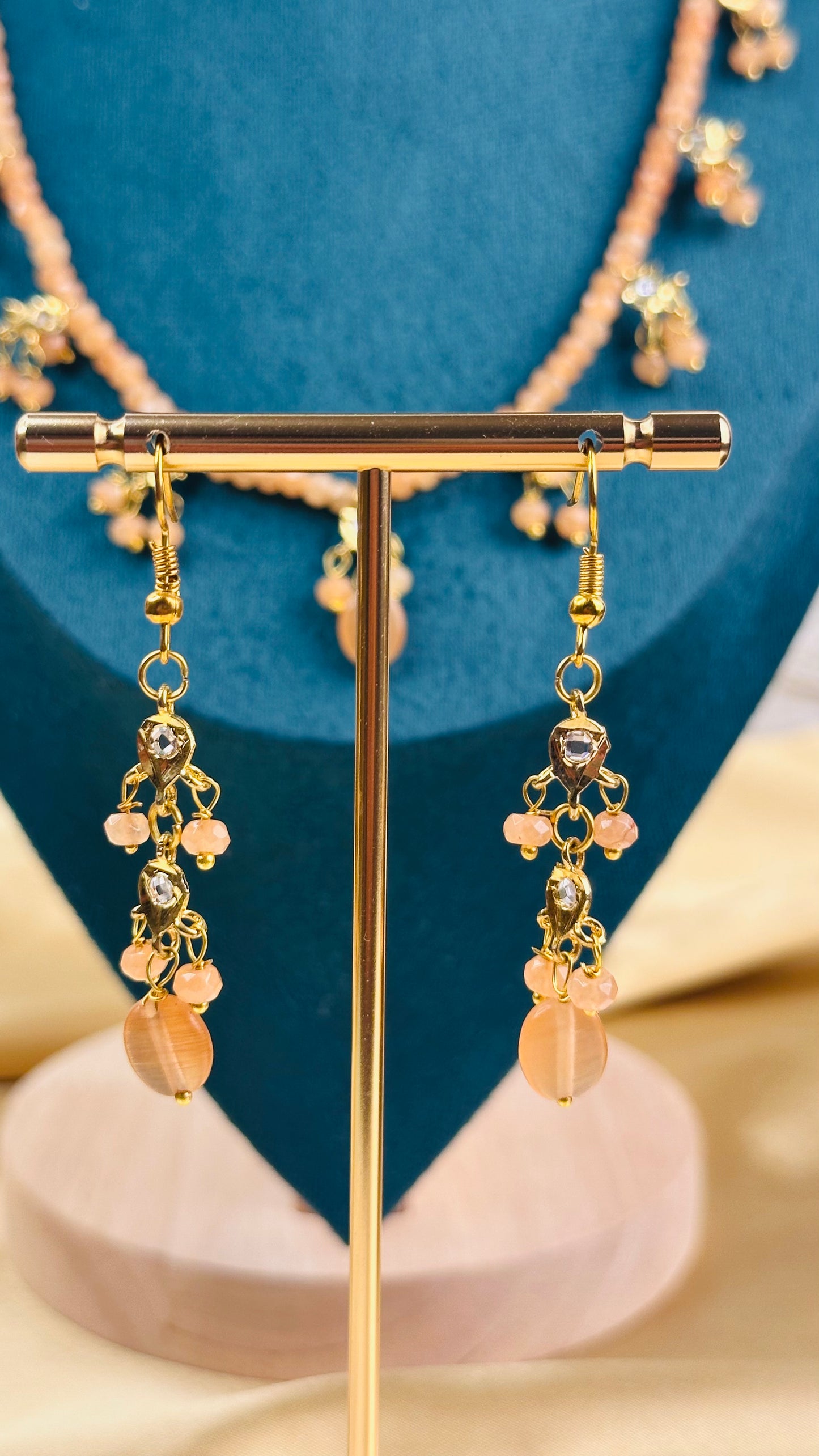 Bead Drop Necklace Peach