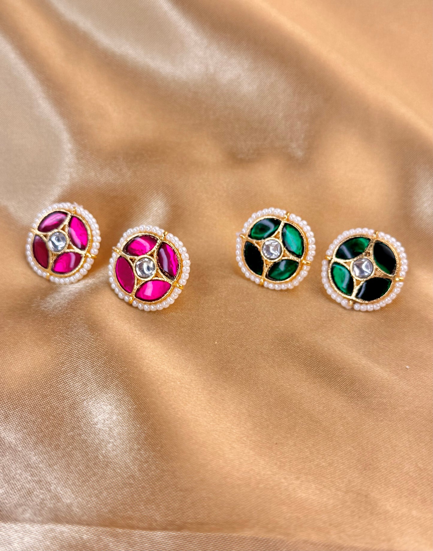 Jadau Four Petals Stud Earrings