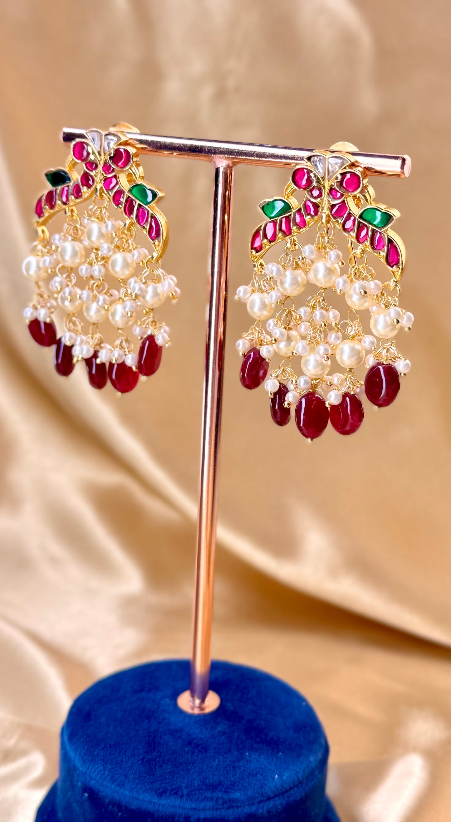 Jadau beads drop earrings