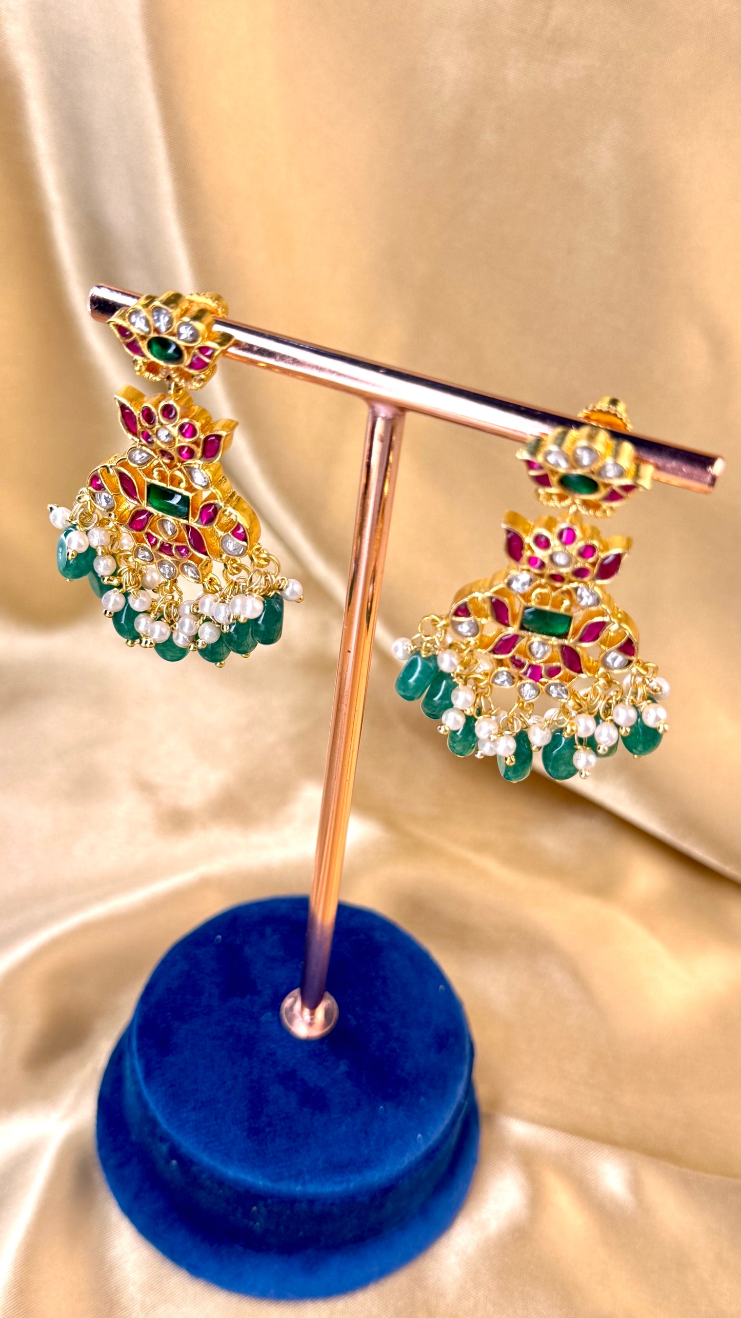 Jadau Green Drop Earrings