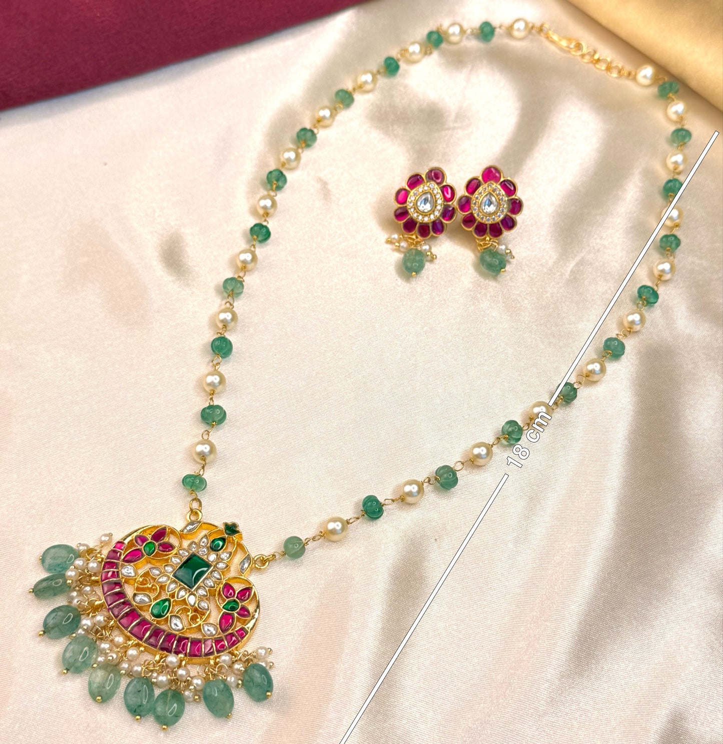 Jadau Kundan Pearl Beads Chain Set