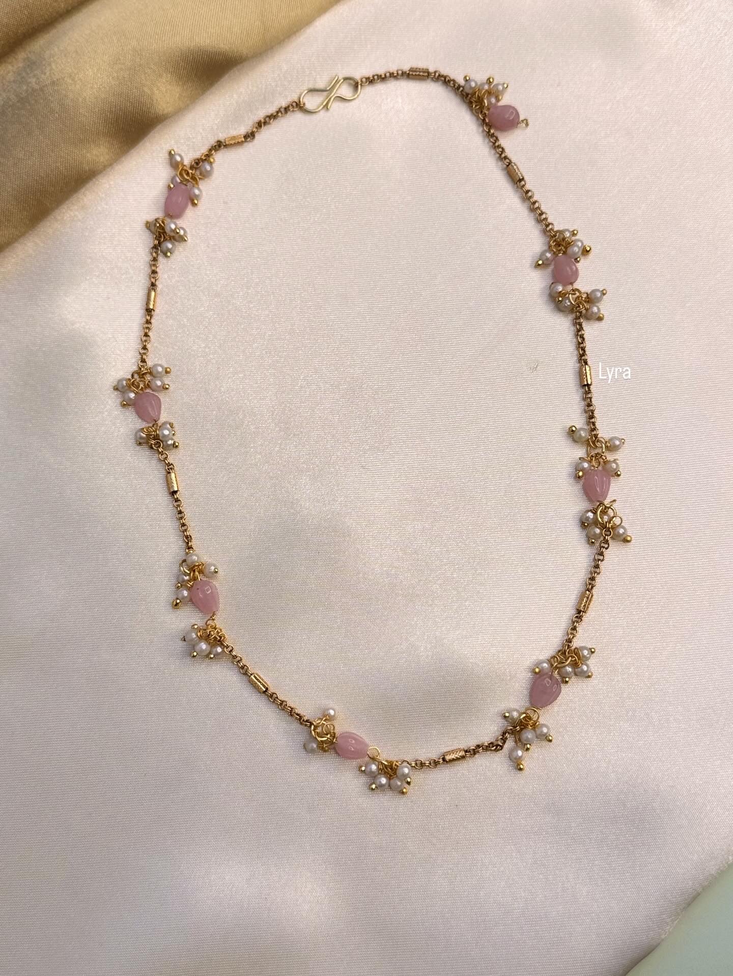 Single layered Pink beaded chain