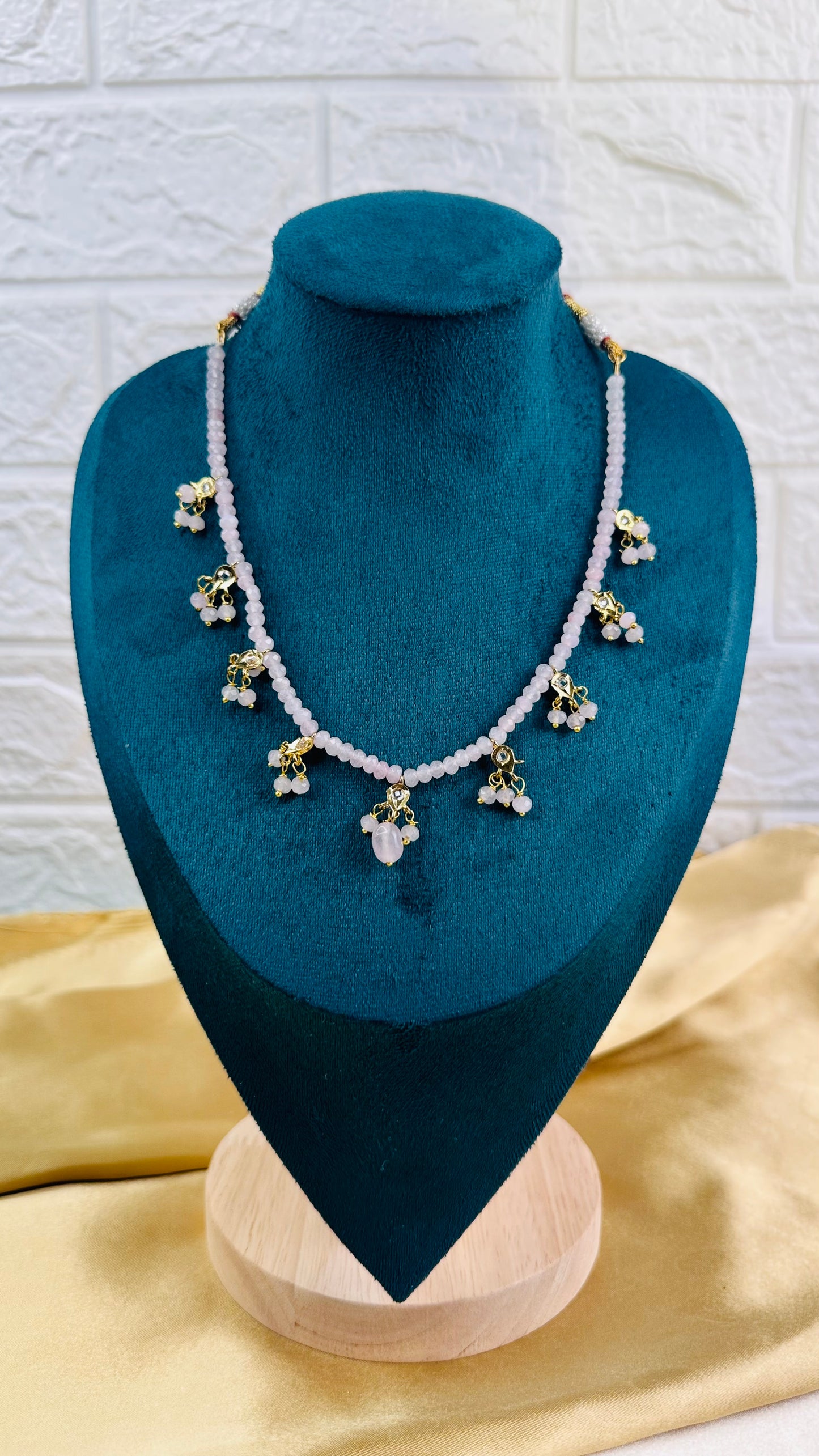 Bead Drop Necklace baby Pink