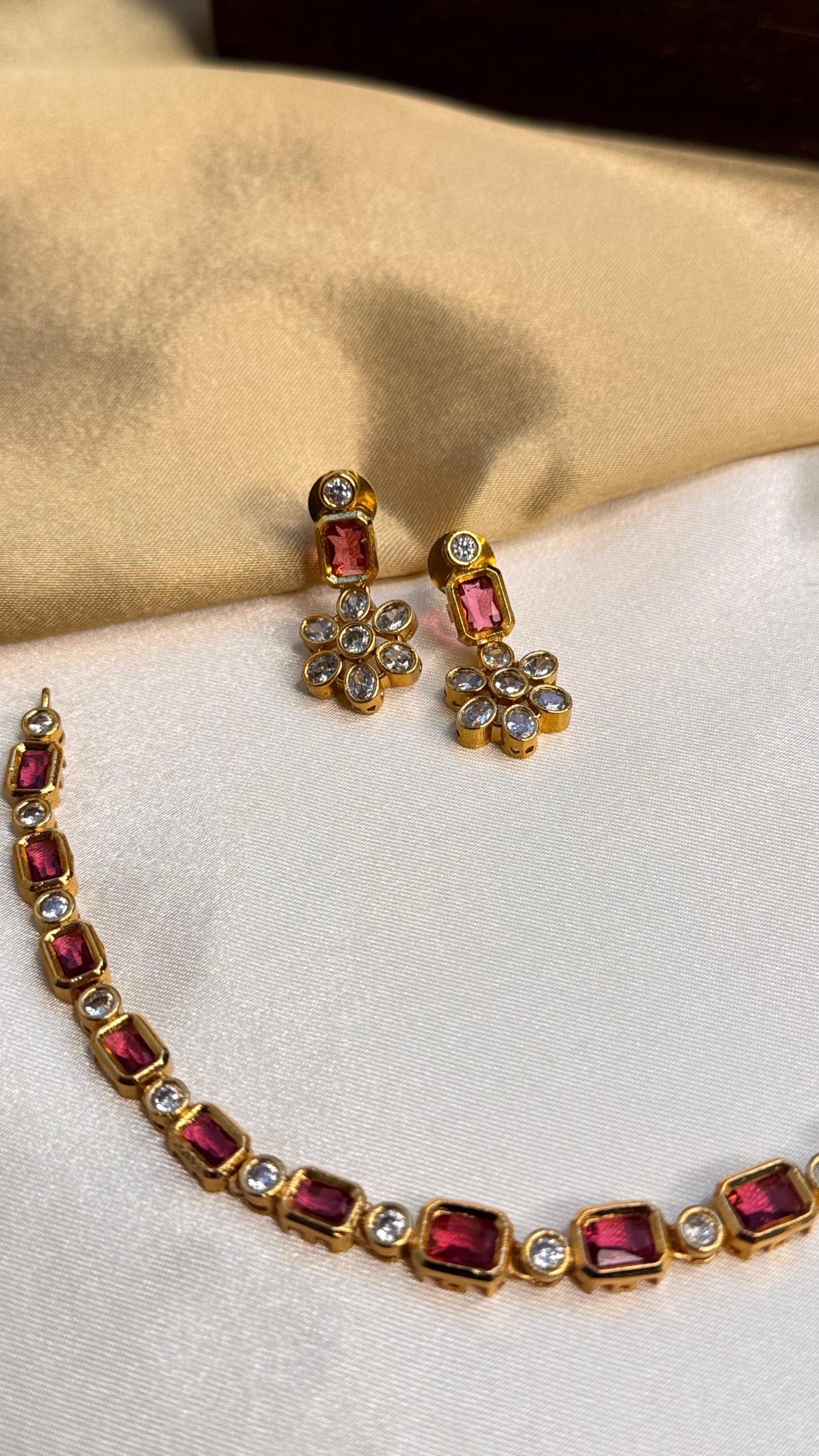 AD Ruby Necklace Set