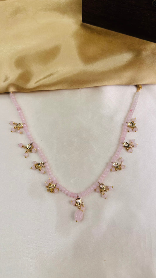 Bead Drop Necklace baby Pink