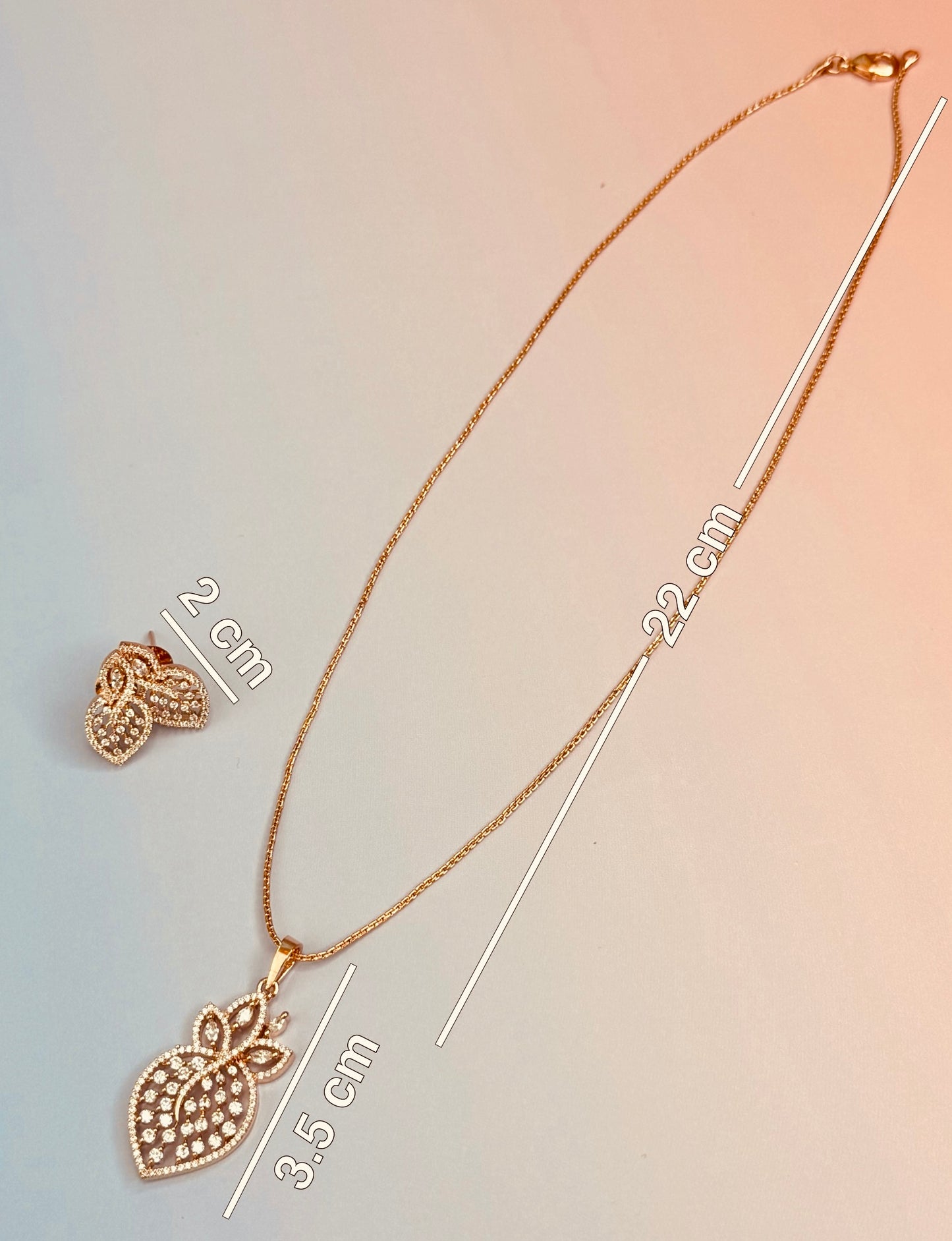 Premium AD Strawberry Pendant set with earrings and chain