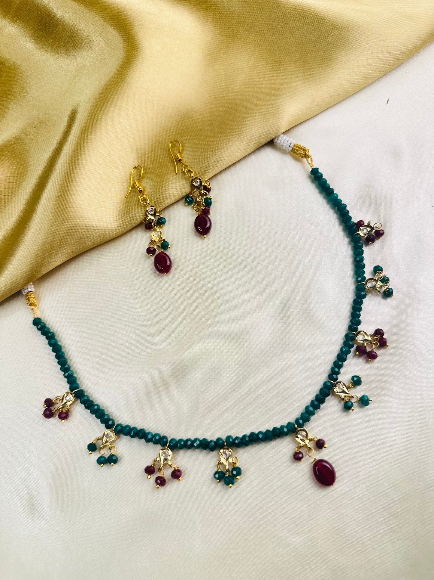 Bead Drop Necklace Green