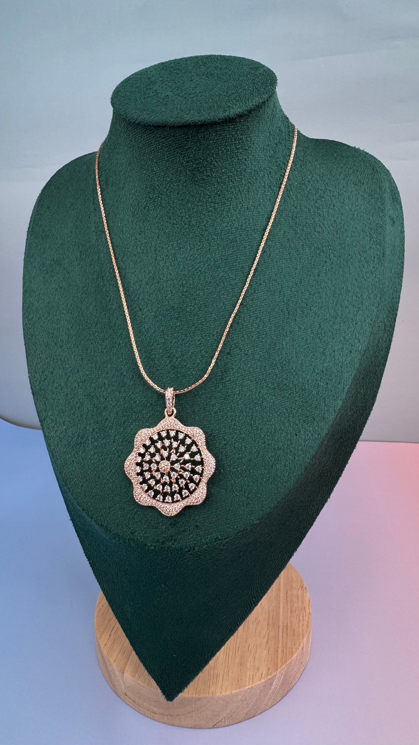 Premium AD flower Pendant set with earrings and chain