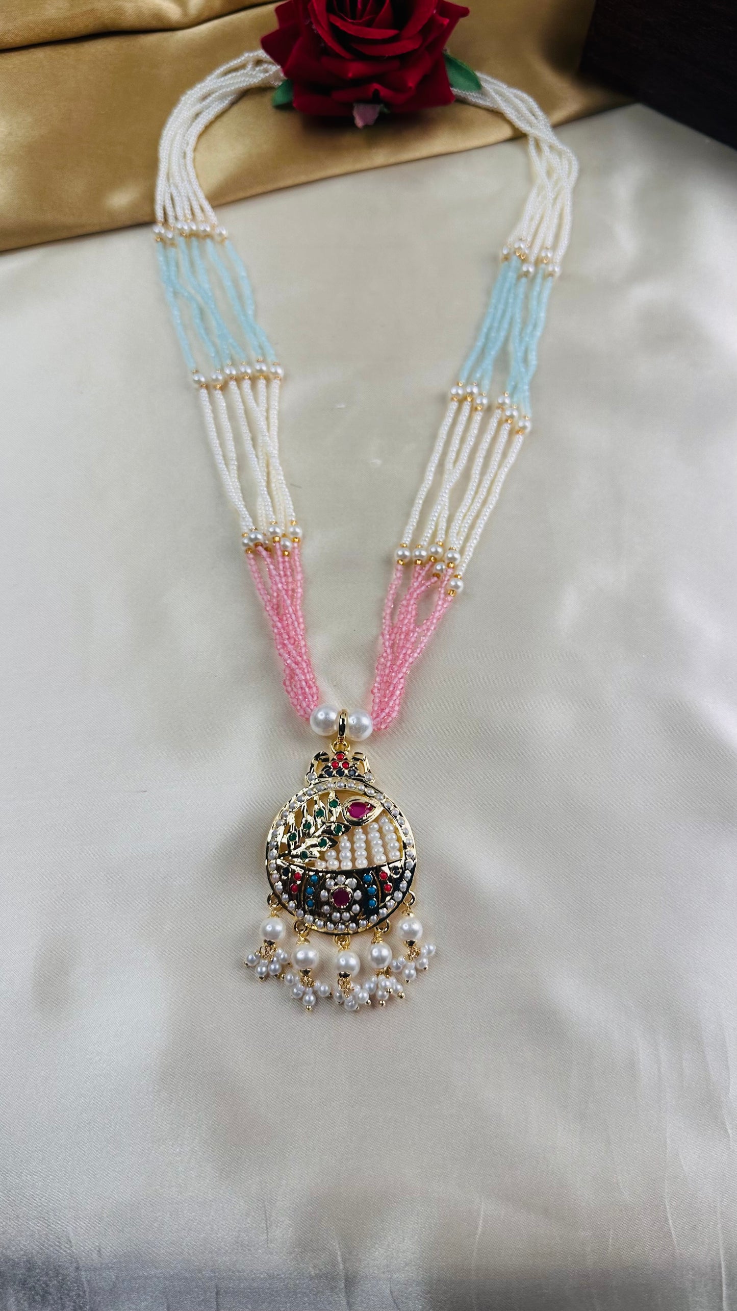 Began Pearl Jadau Haram green pink