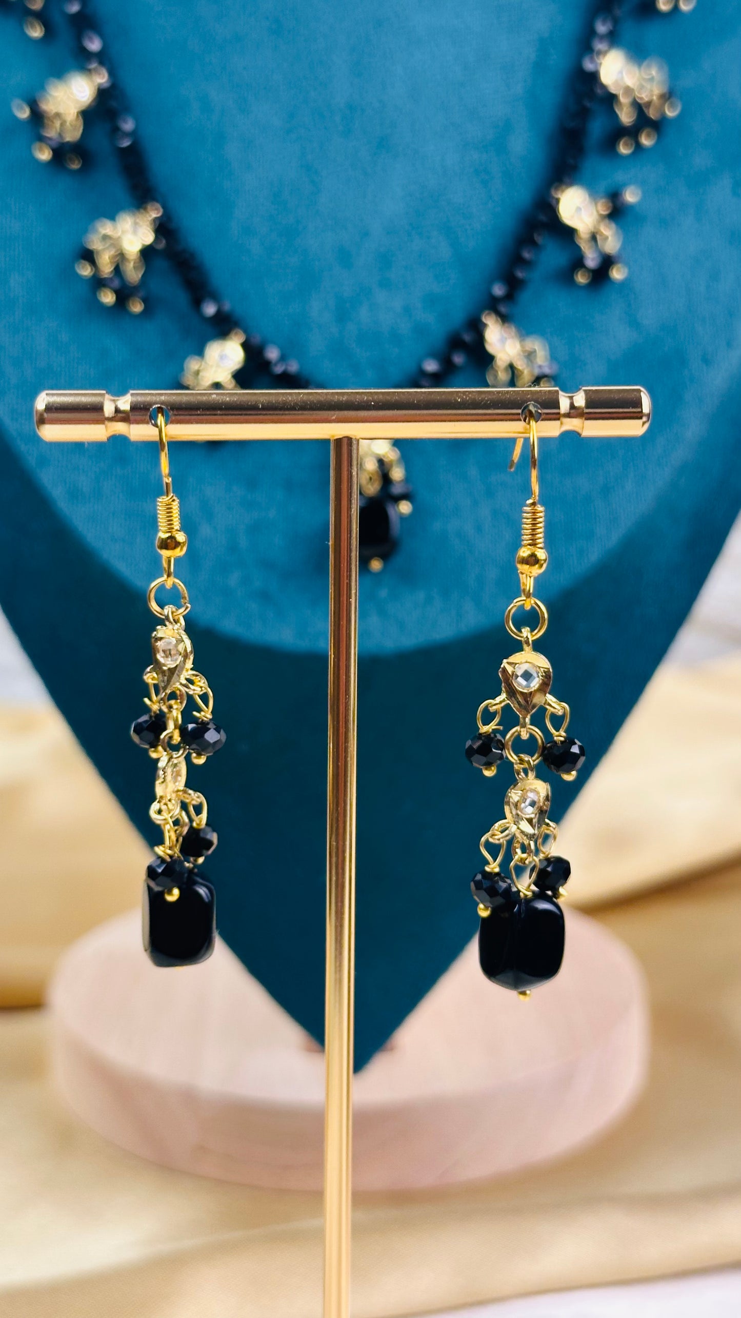 Bead Drop Necklace Black