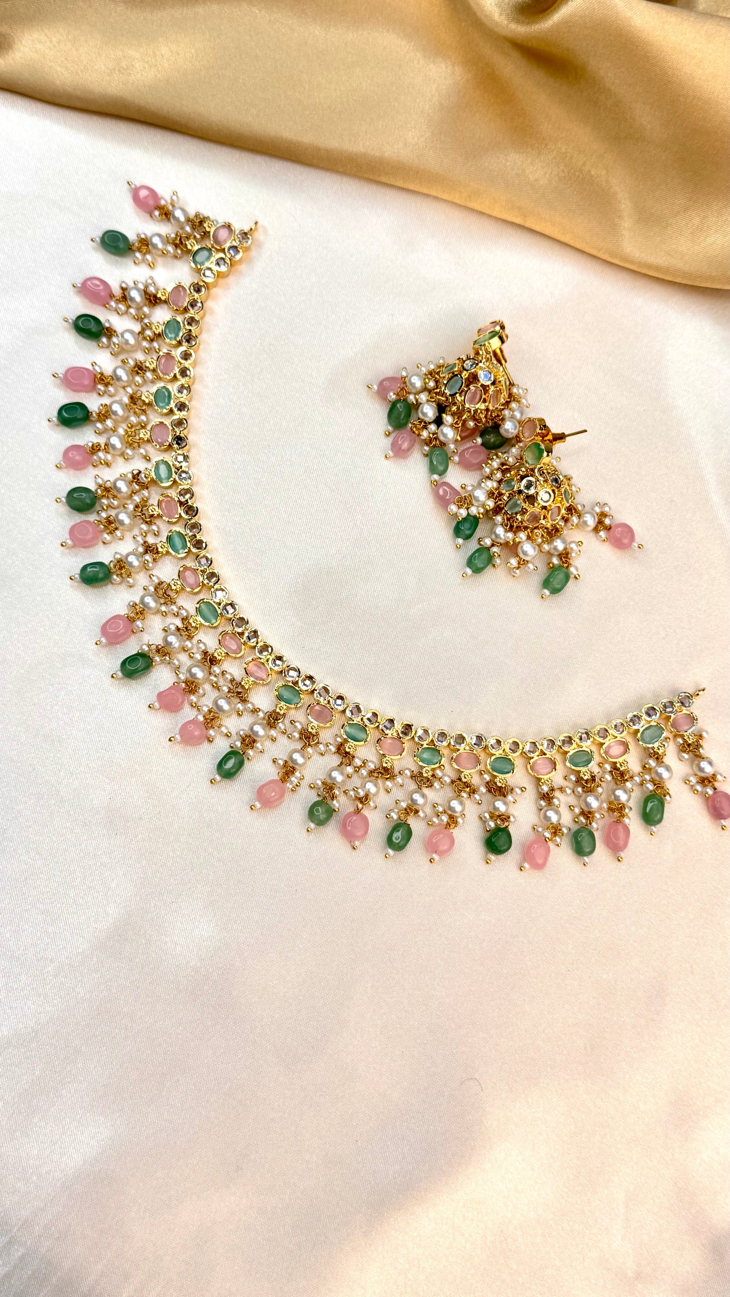 Premium Rajasthani Pearl drop necklace set