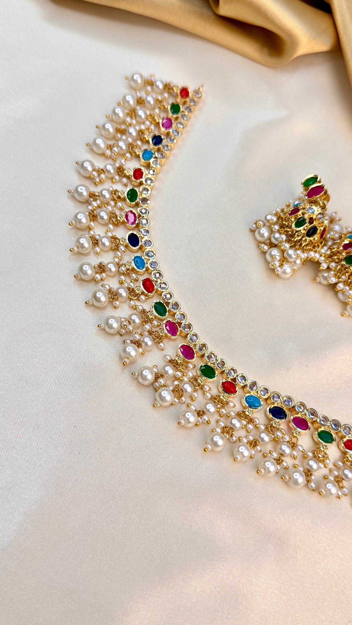 Premium Rajasthani Pearl drop necklace set