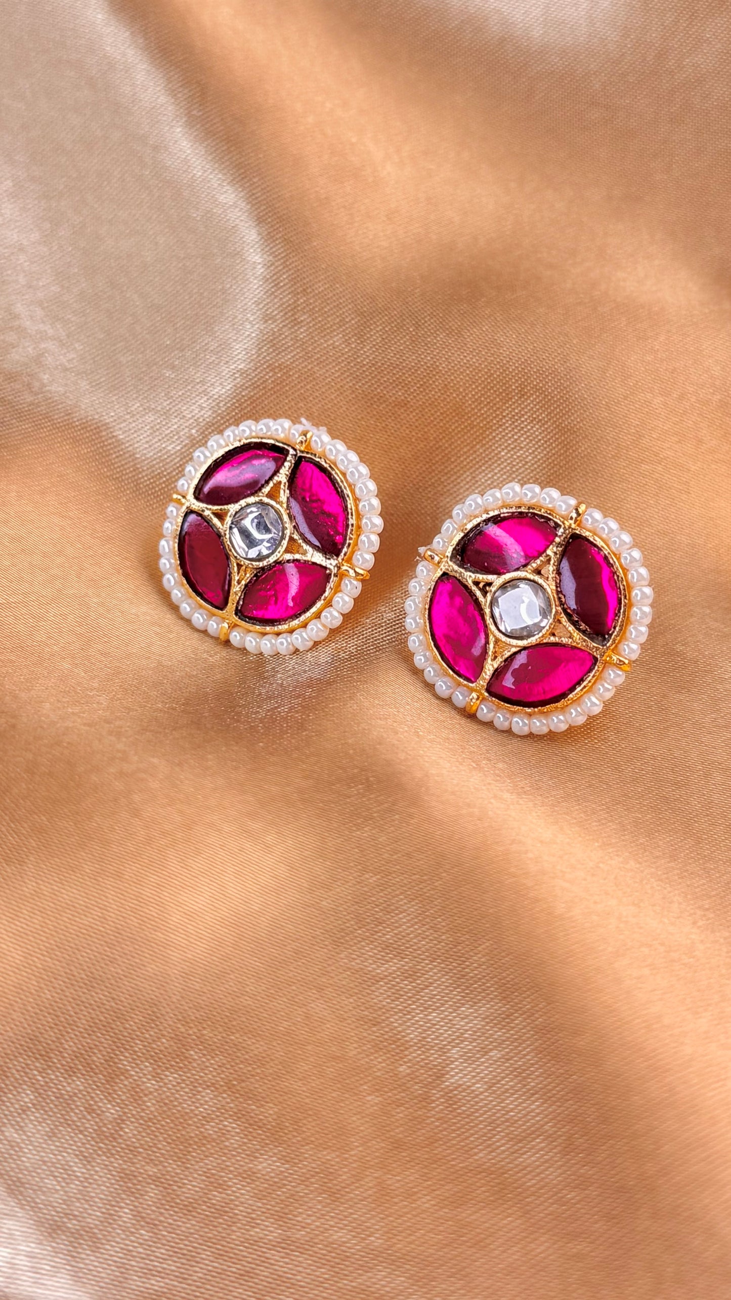 Jadau Four Petals Stud Earrings