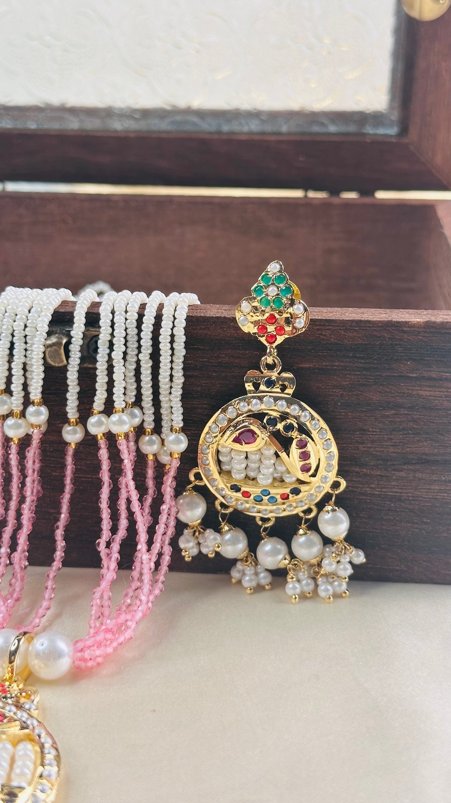 Began Pearl Jadau Haram green pink