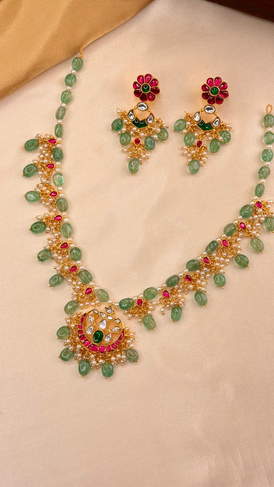 Royal Beaded Kundan Necklace Set