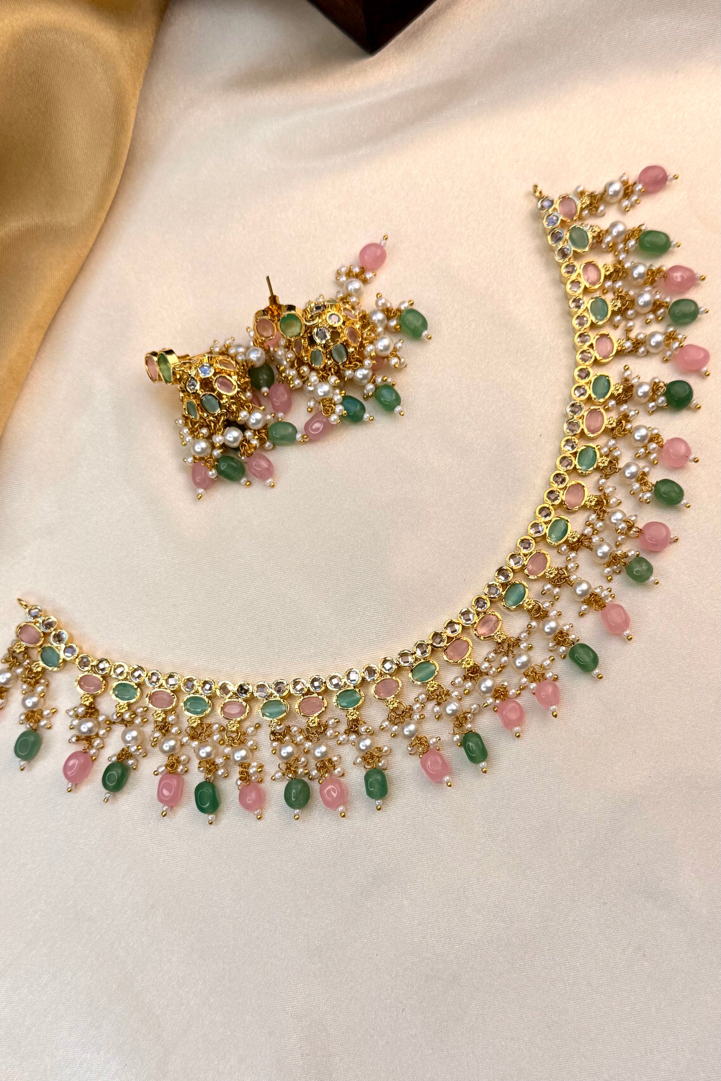 Premium Rajasthani Pearl drop necklace set