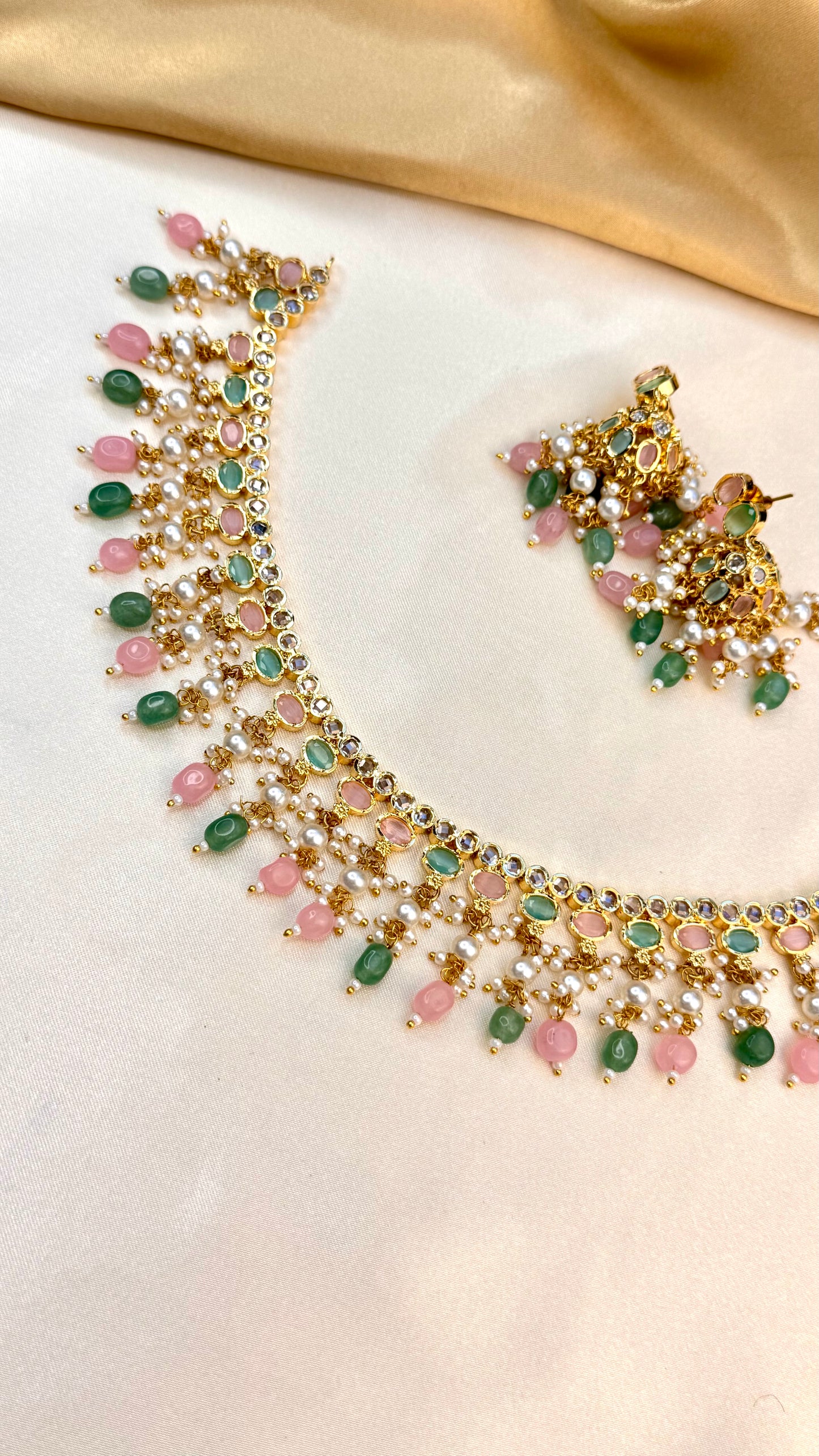 Premium Rajasthani Pearl drop necklace set