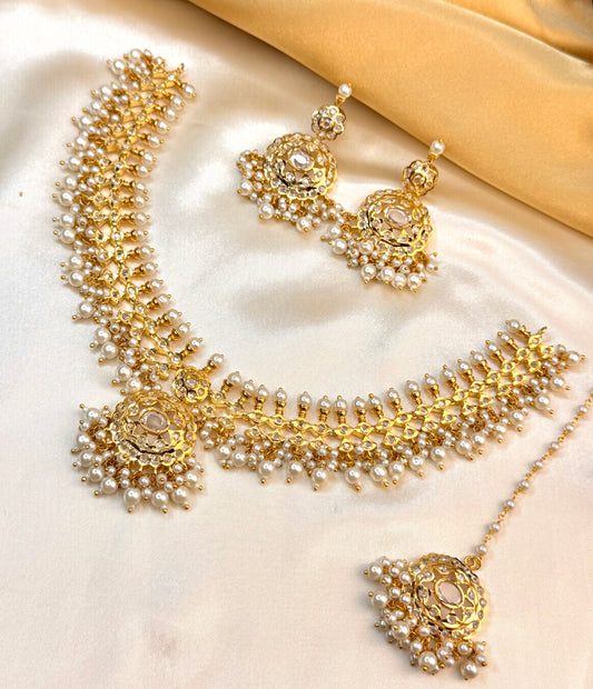 Premium Rajasthani Pearl Necklace Set