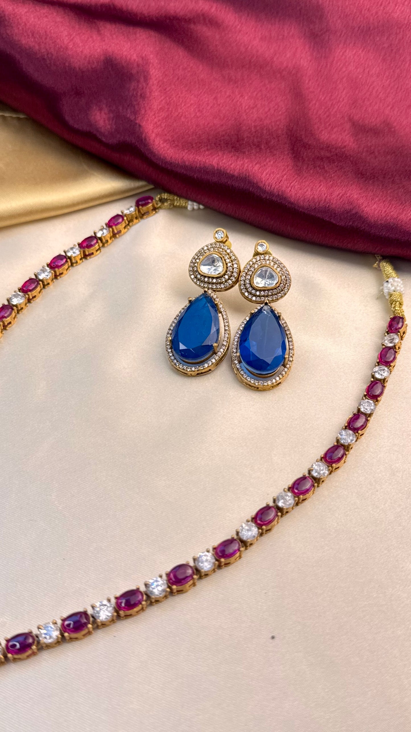 Premium AD Precision Stone Necklace Set