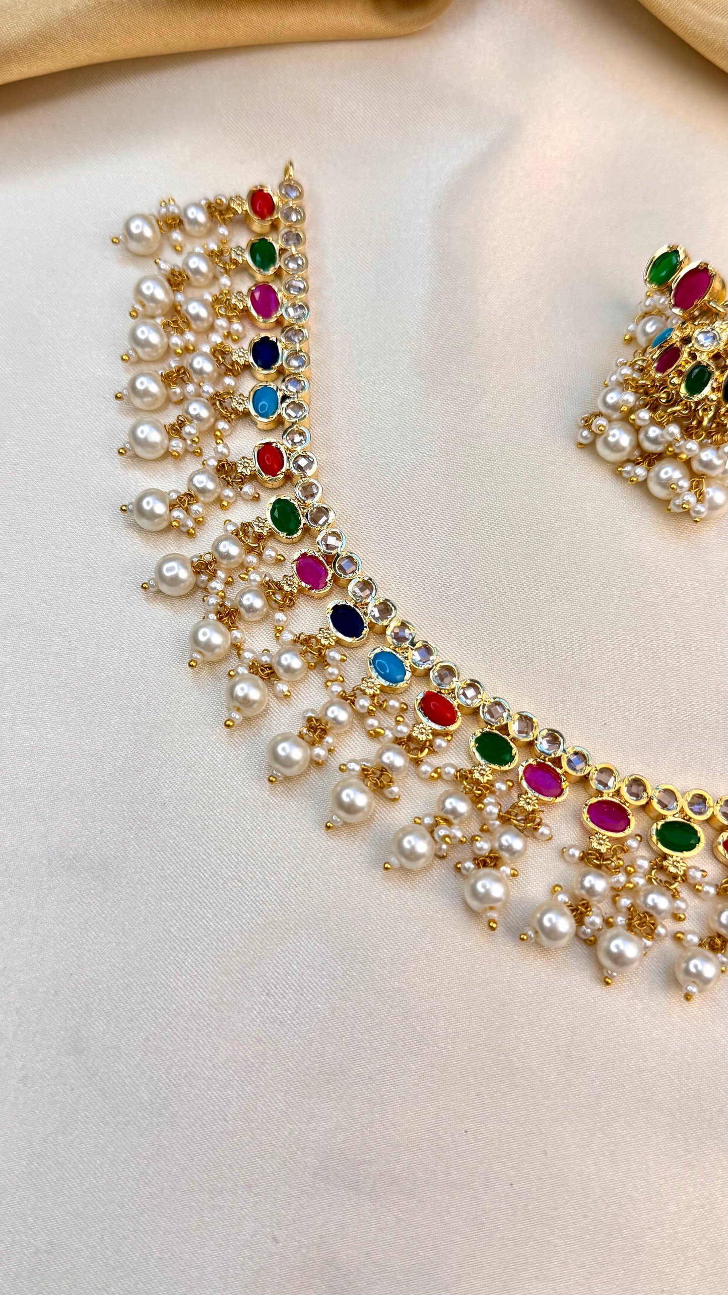 Premium Rajasthani Pearl drop necklace set