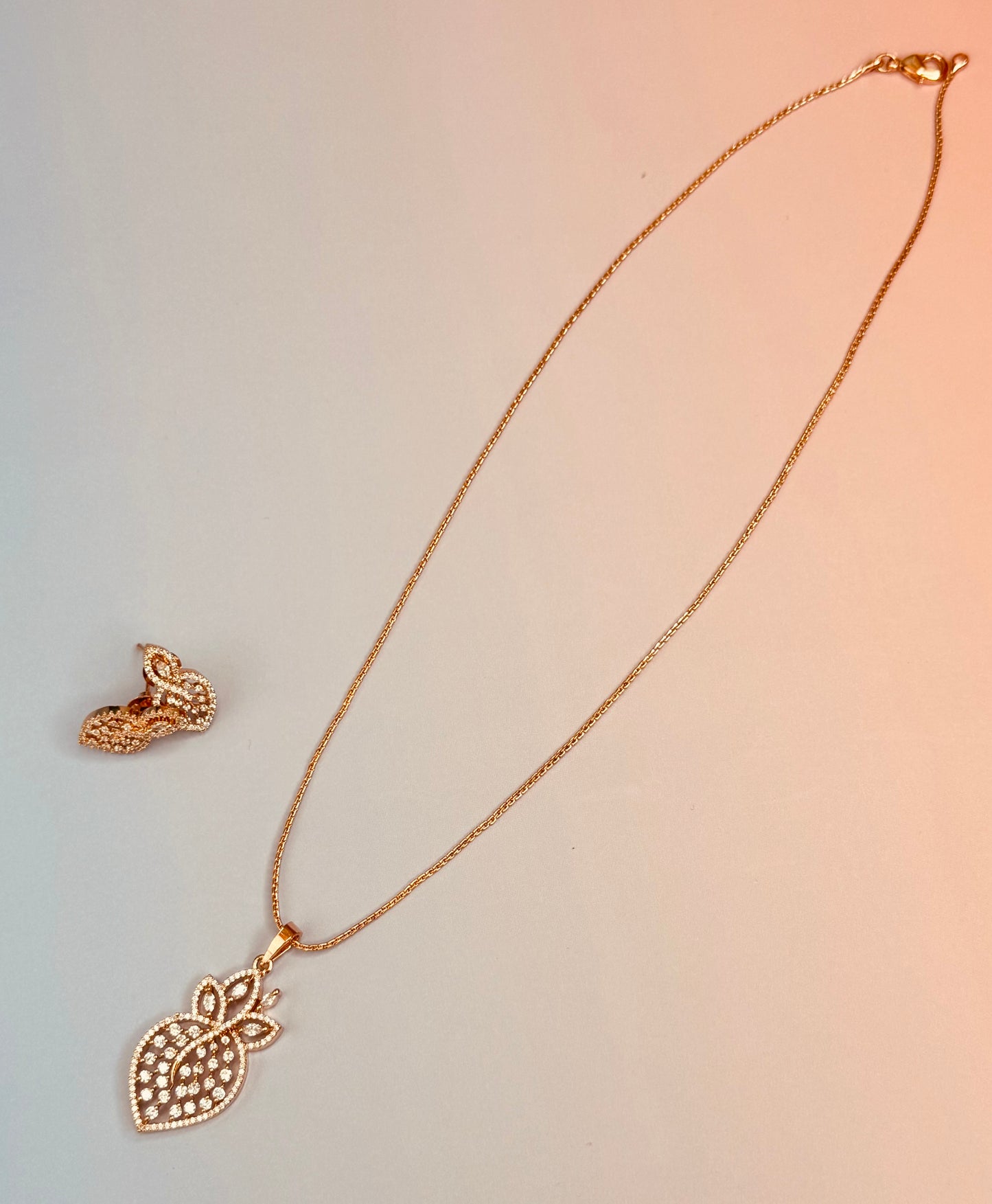 Premium AD Strawberry Pendant set with earrings and chain