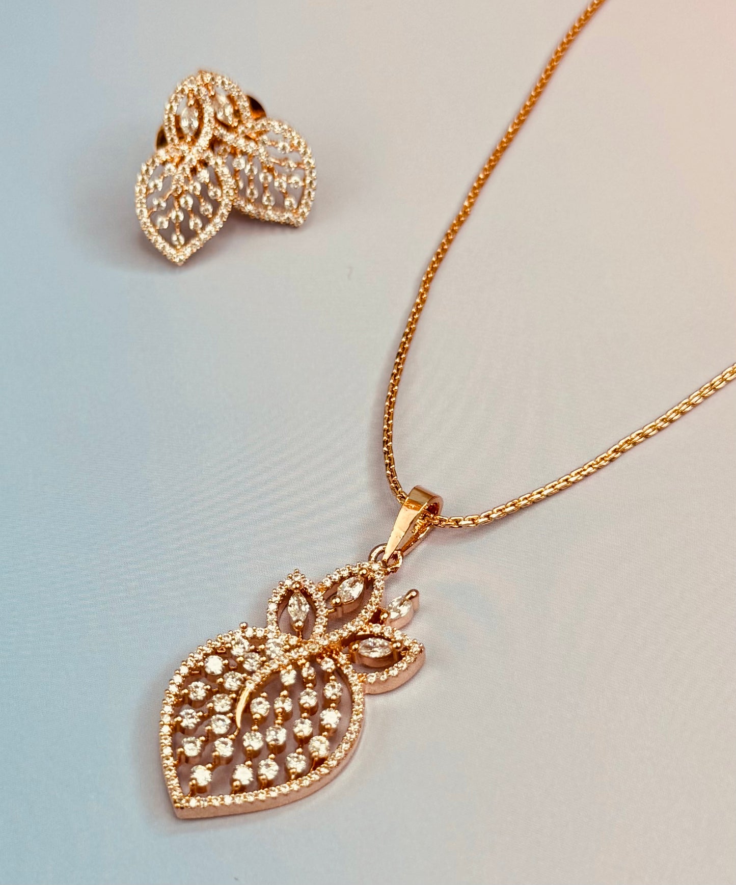 Premium AD Strawberry Pendant set with earrings and chain