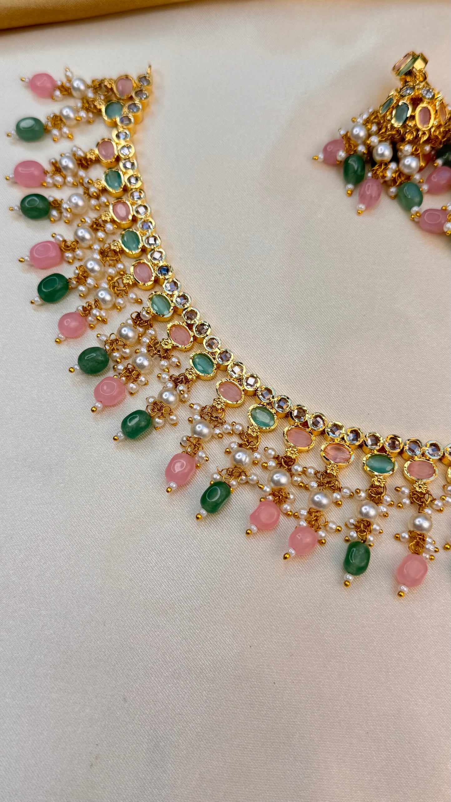 Premium Rajasthani Pearl drop necklace set