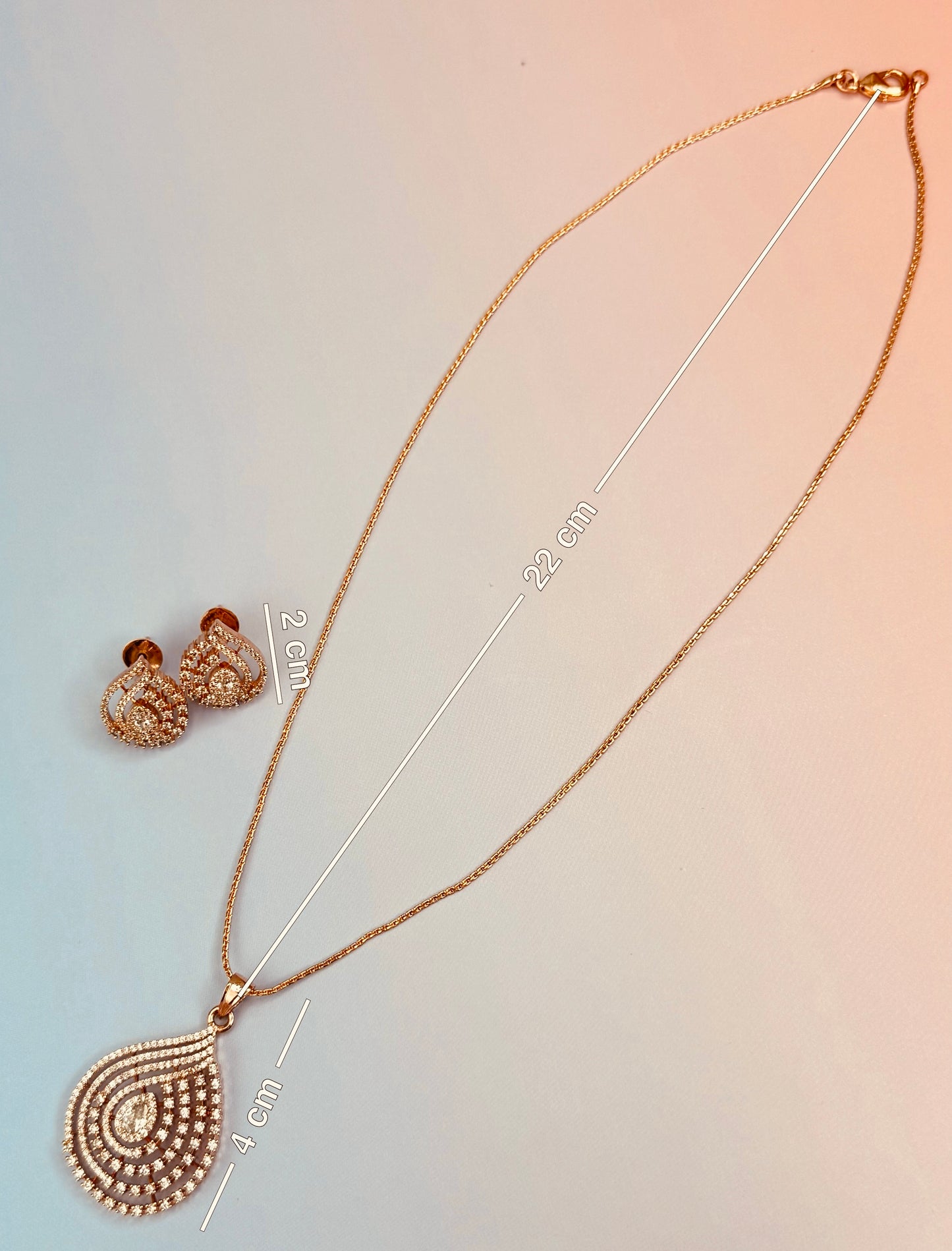 Premium AD Layered Pendant Set with Earring and chain