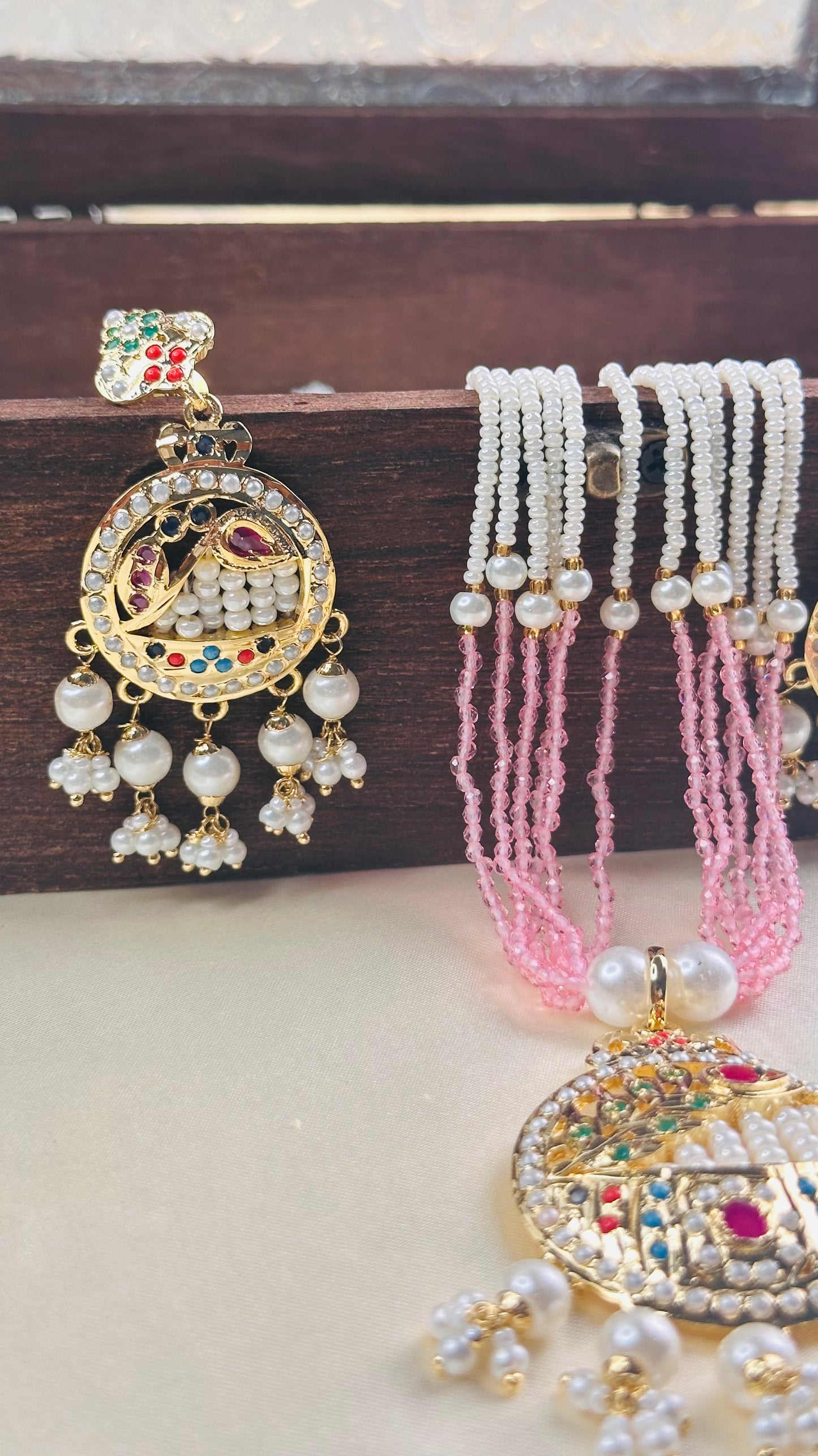 Began Pearl Jadau Haram green pink