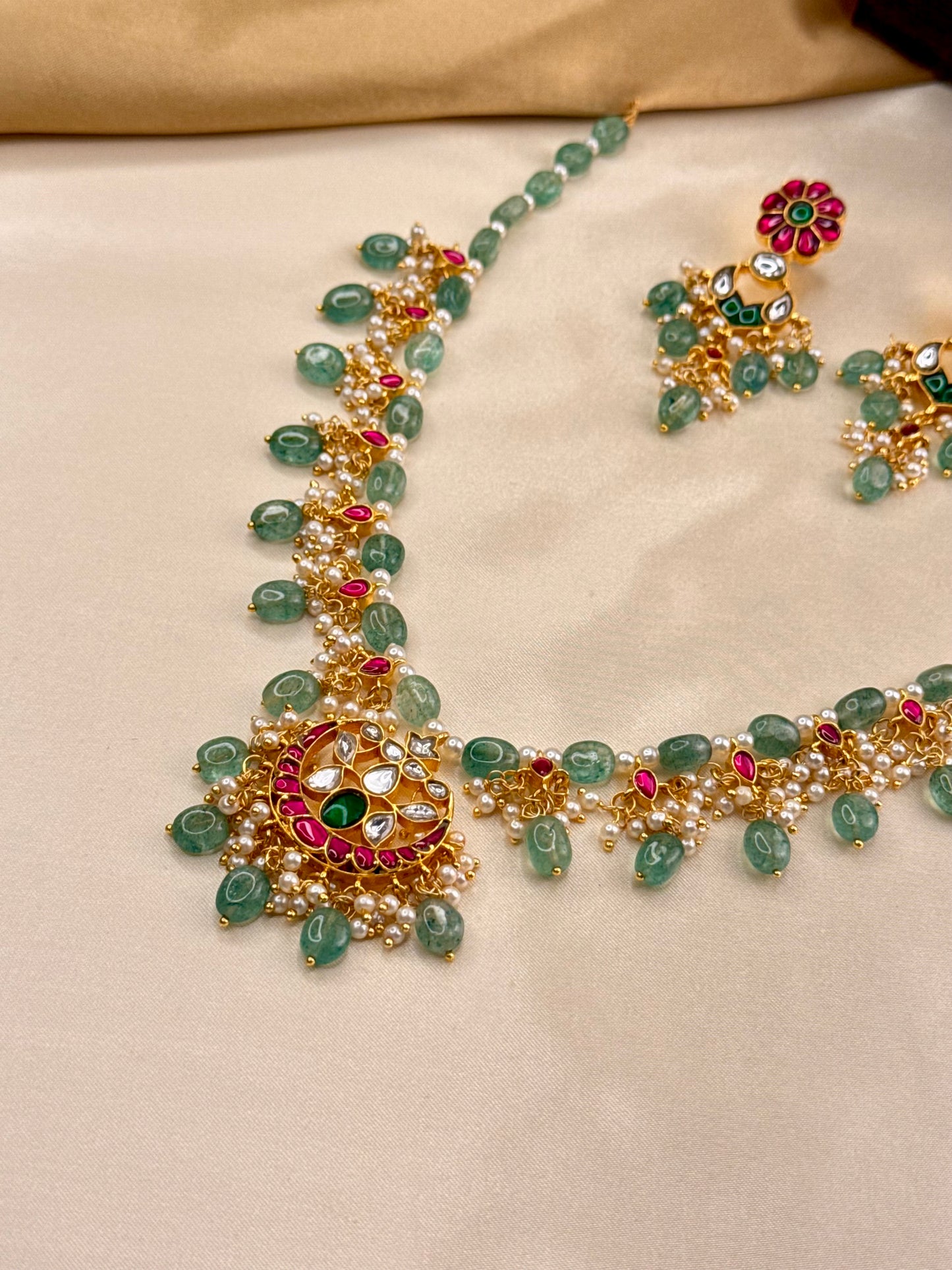 Premium Royal Beads Kundan Necklace set