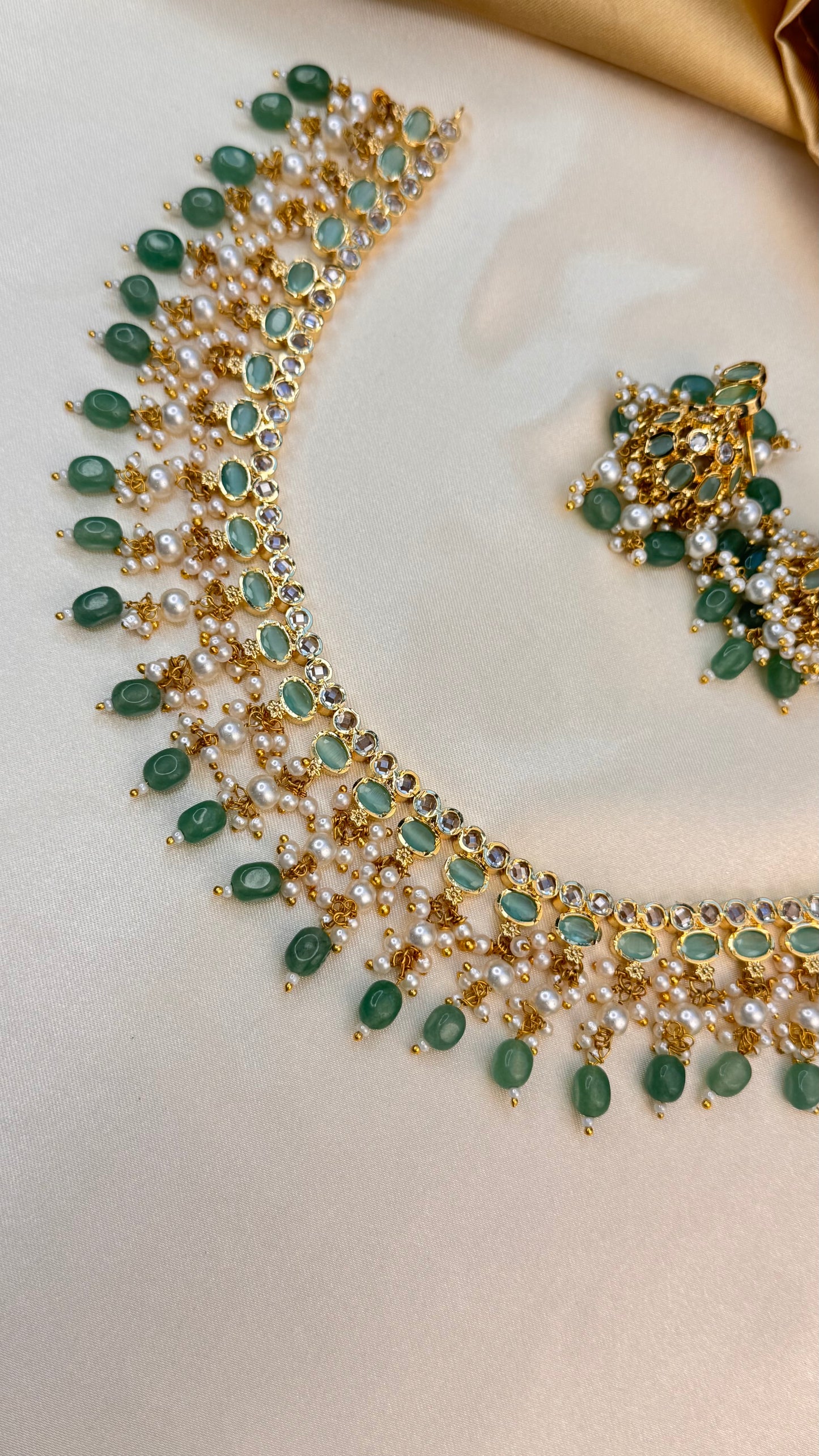 Premium Rajasthani Pearl drop necklace set