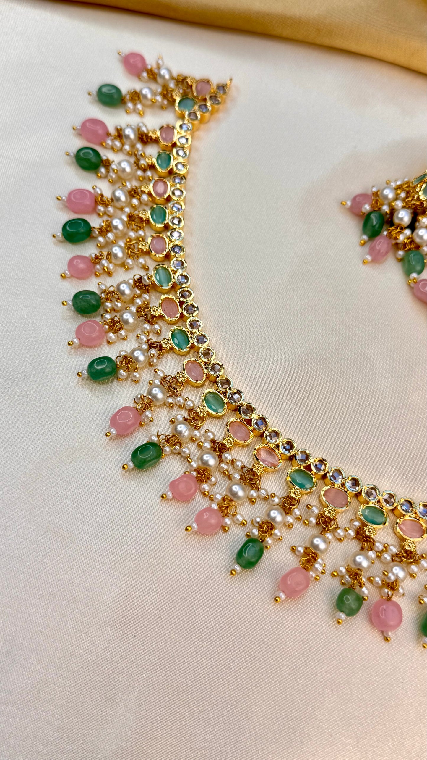 Premium Rajasthani Pearl drop necklace set