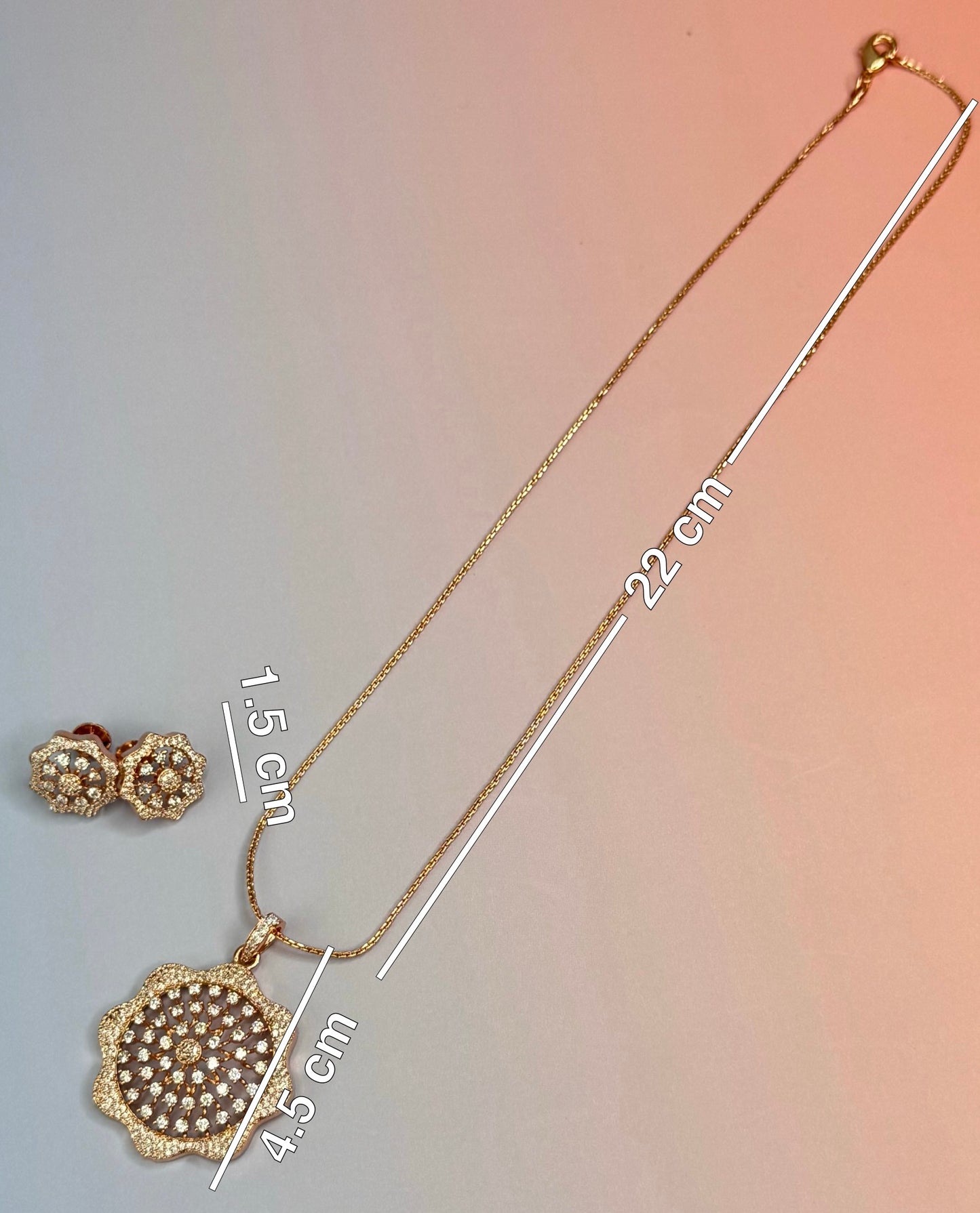 Premium AD flower Pendant set with earrings and chain