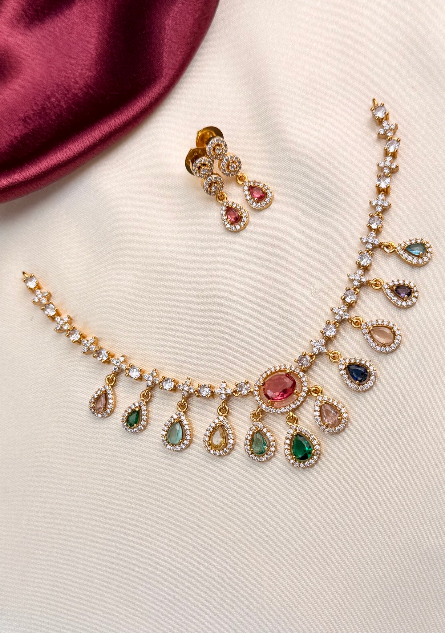 AD multi stone Necklace set