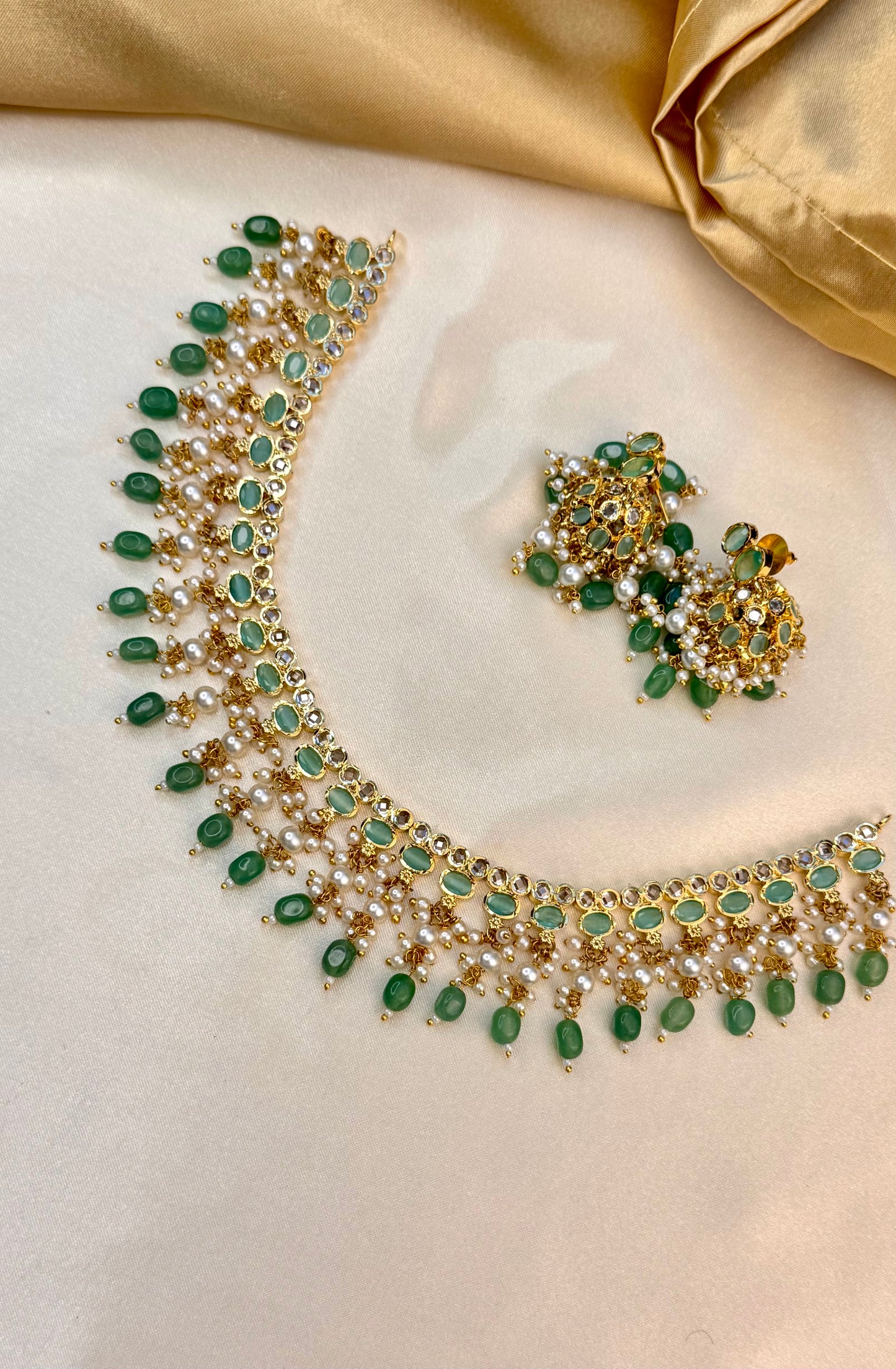 Premium Rajasthani Pearl drop necklace set