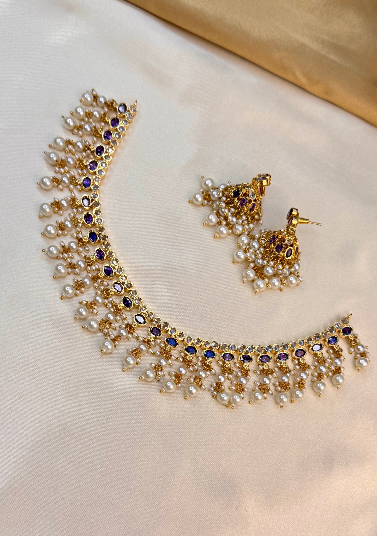 Premium Rajasthani Pearl drop necklace set