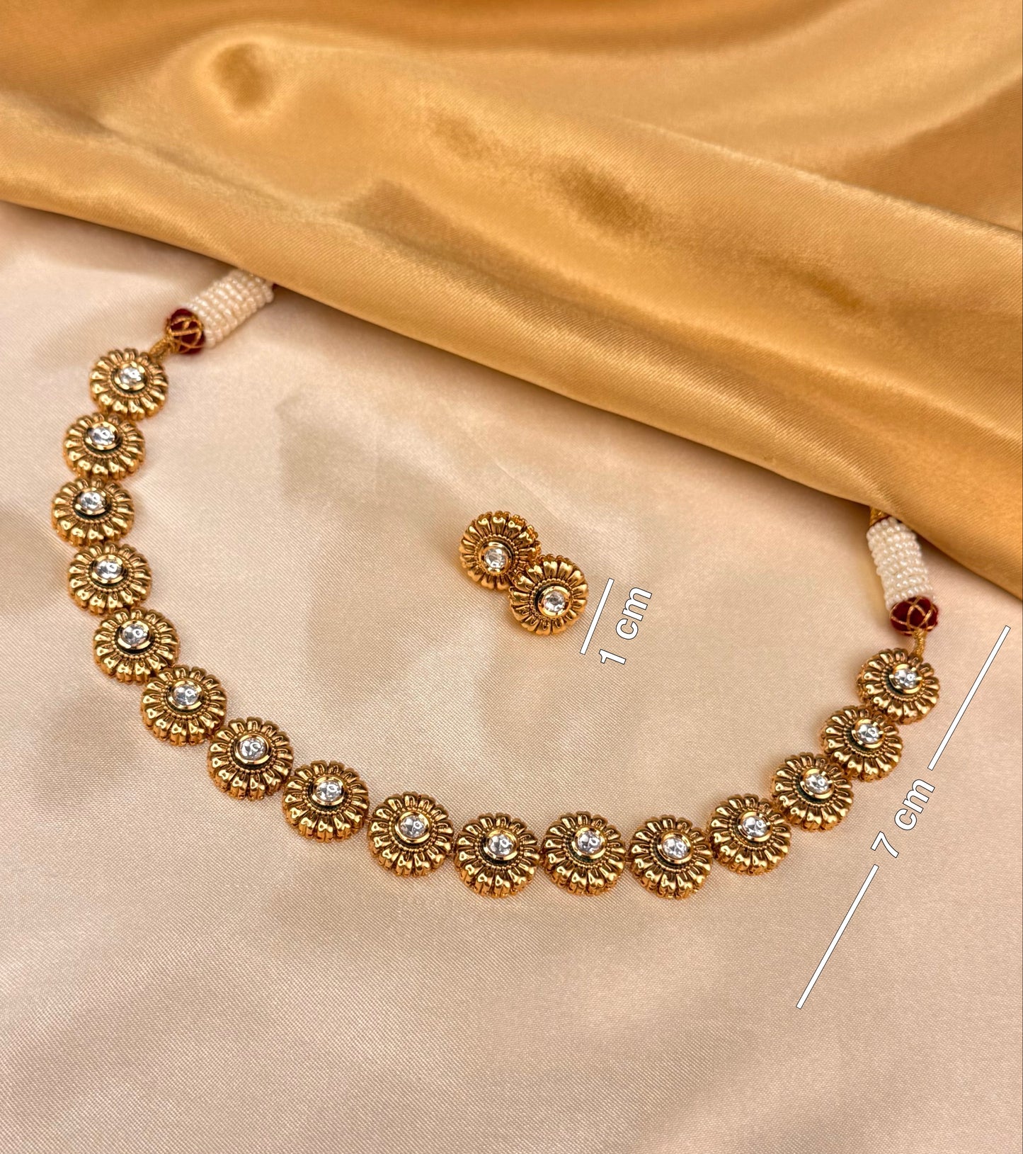 Flower  Moissonite Kundan Necklace Set