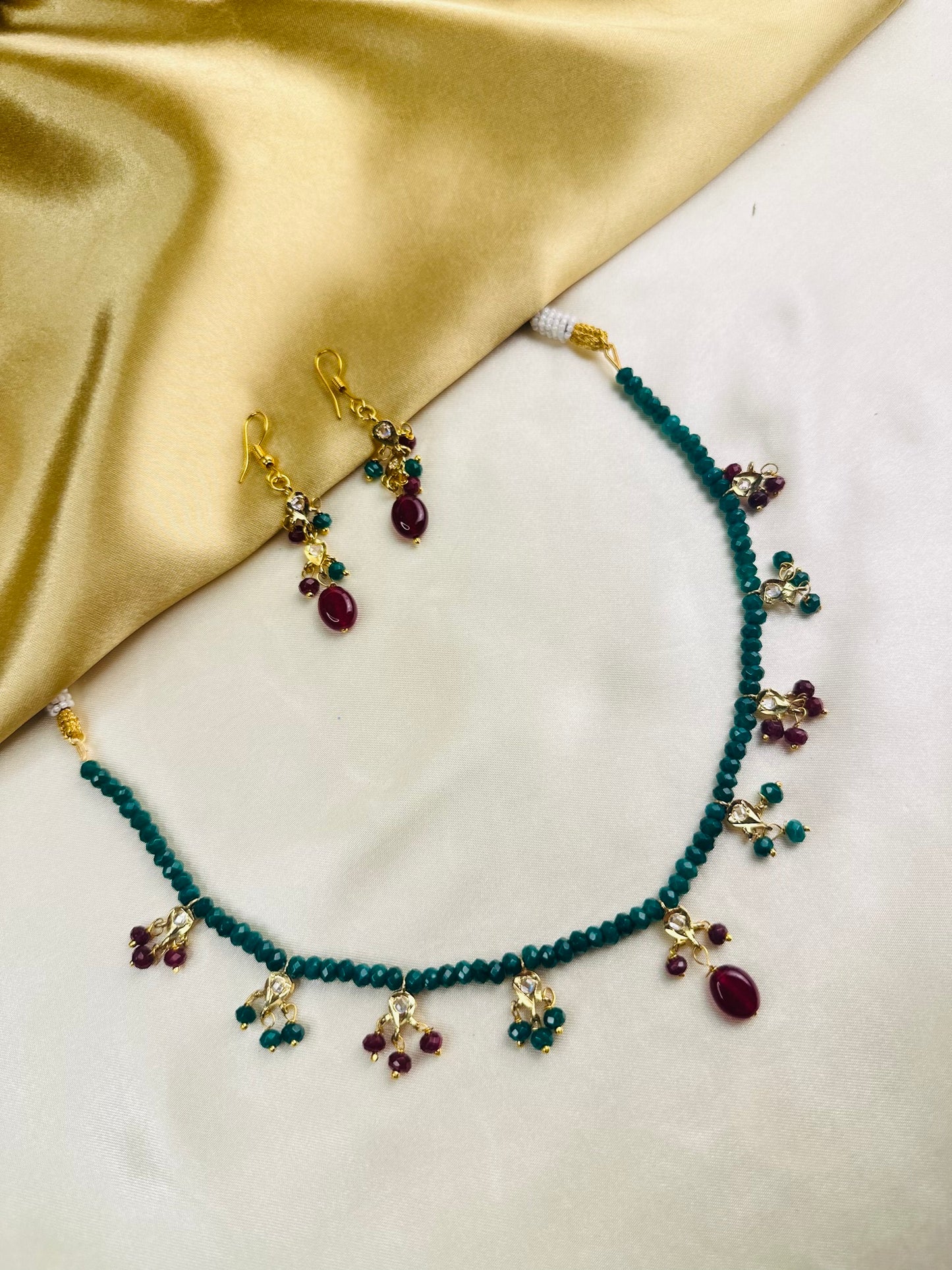 Bead Drop Necklace Green