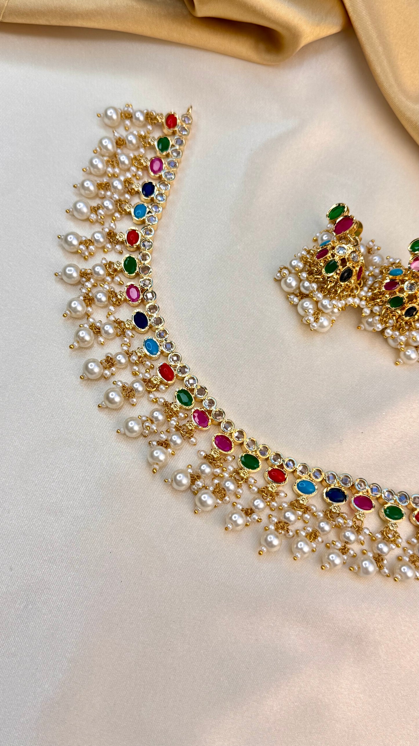 Premium Rajasthani Pearl drop necklace set