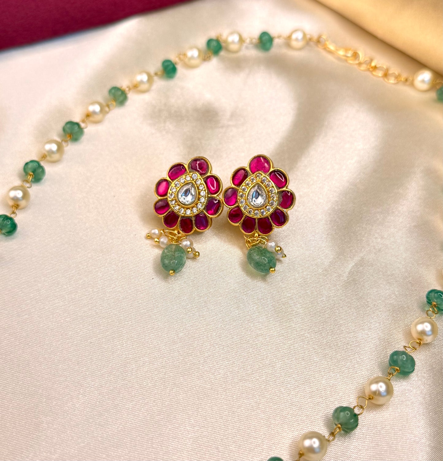 Jadau Kundan Pearl Beads Chain Set