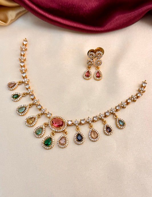 AD multi stone Necklace set