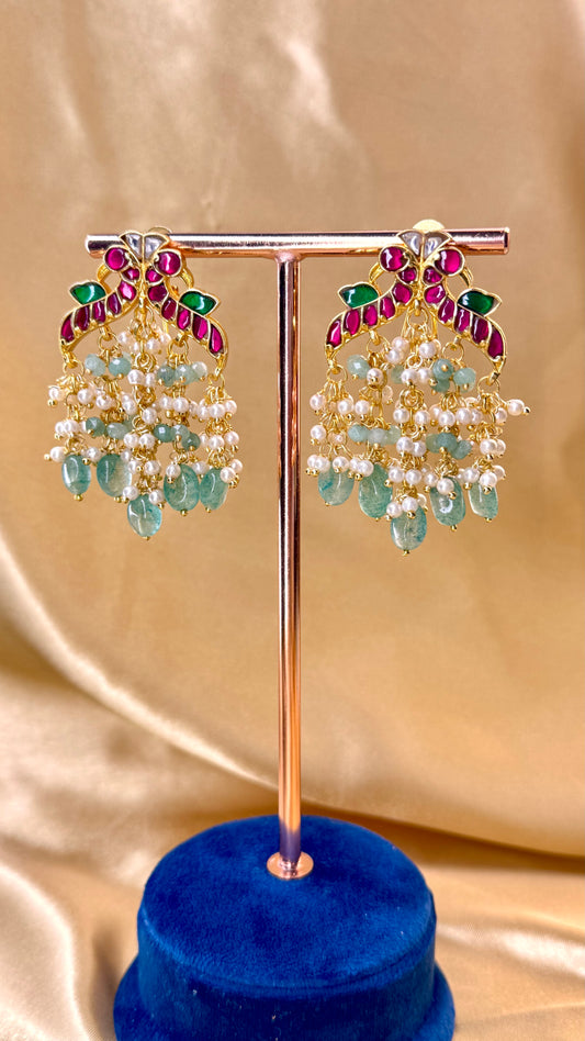 Jadau beads drop earrings