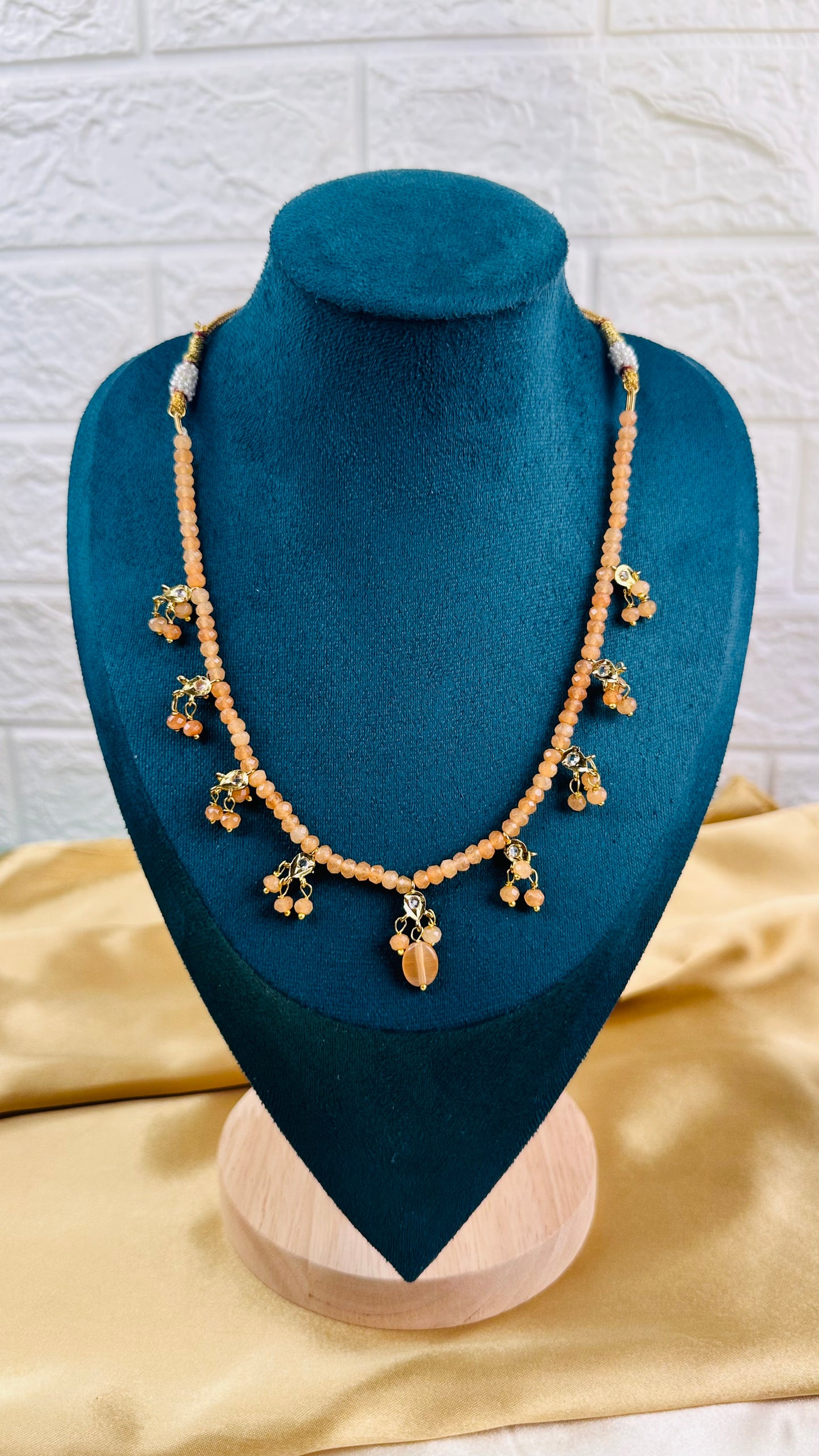 Bead Drop Necklace Peach