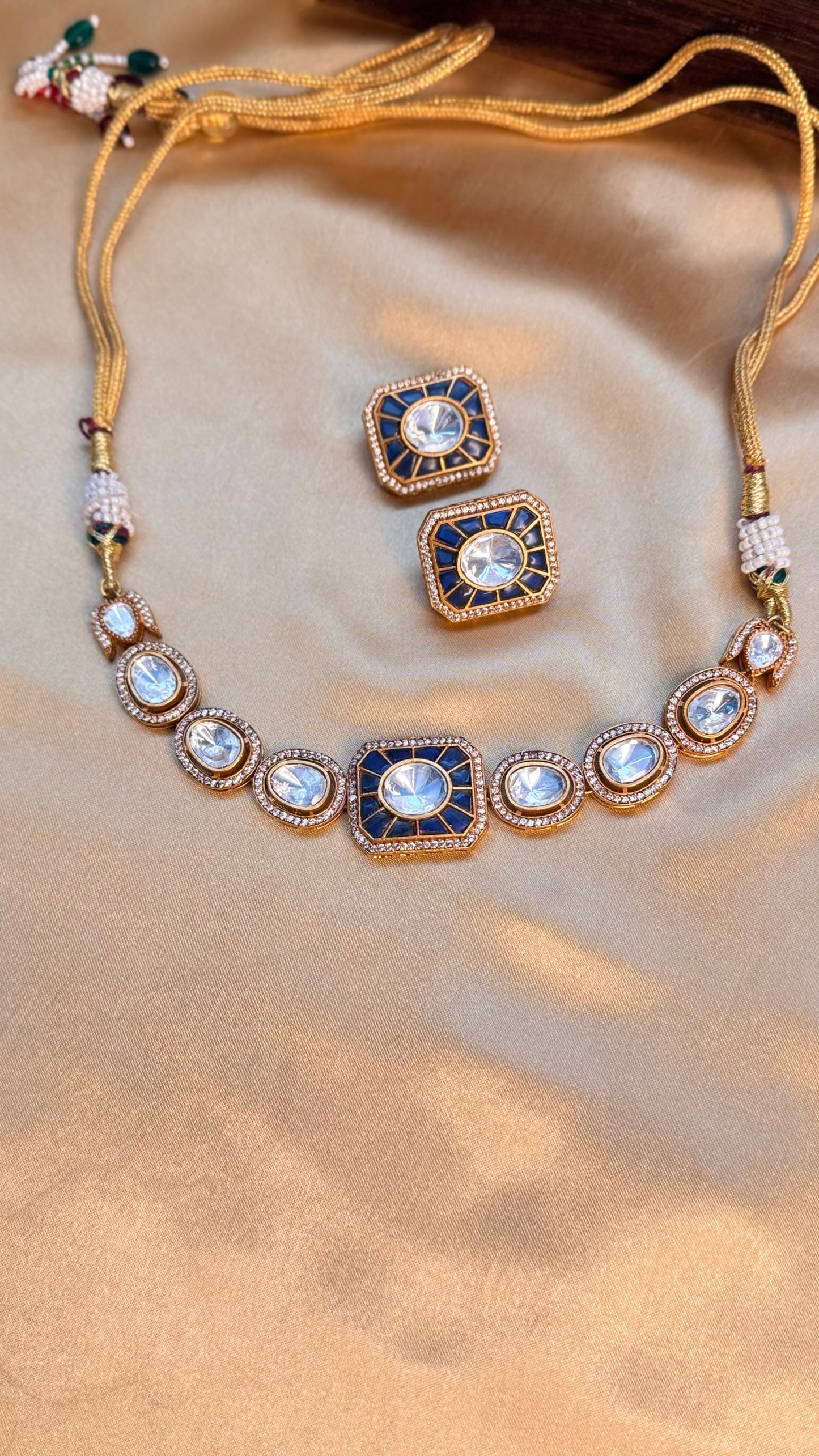 Premium Moissonite emerald/sapphire Choker Set