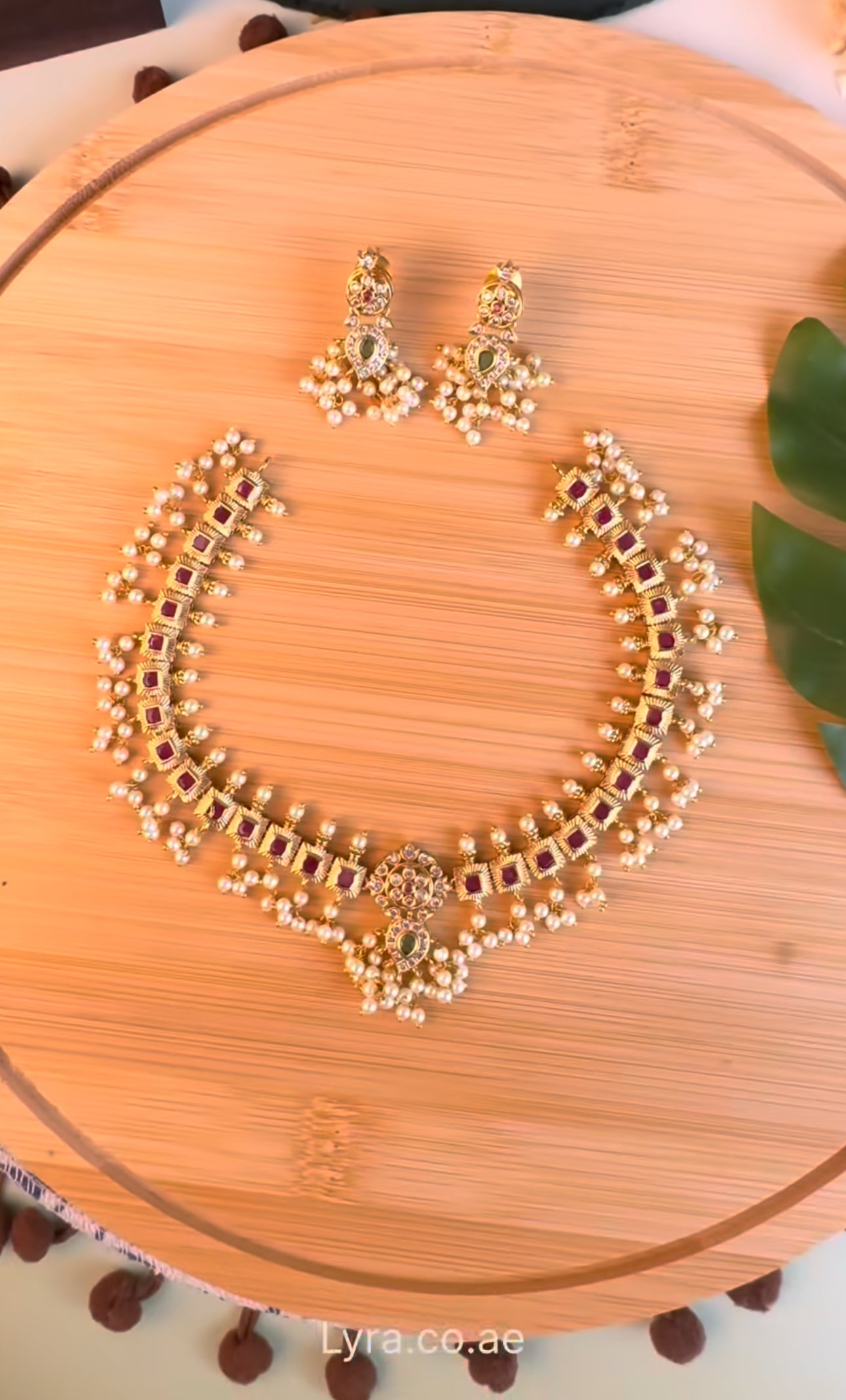 Premium moissonite Ruby Pearl drop Set