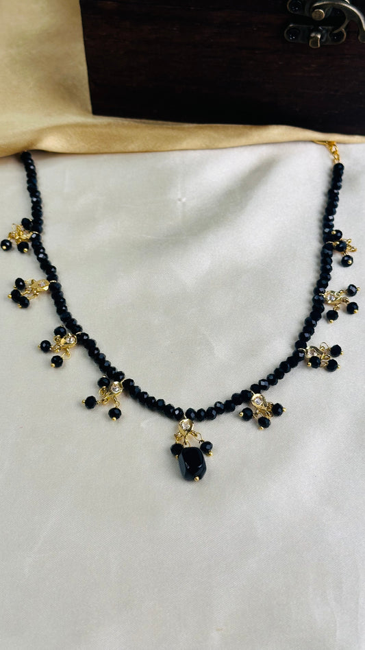 Bead Drop Necklace Black