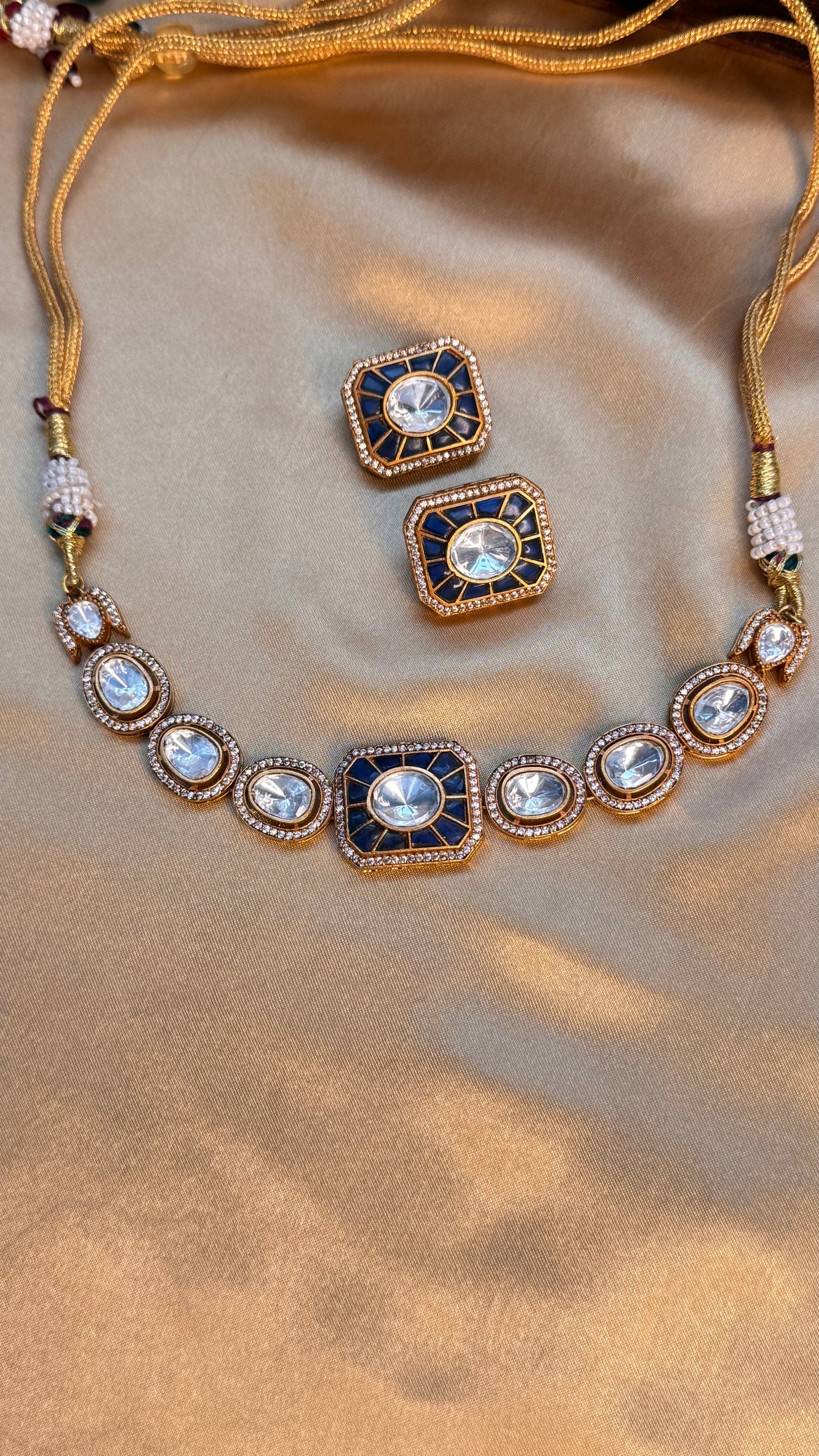 Premium Moissonite emerald/sapphire Choker Set