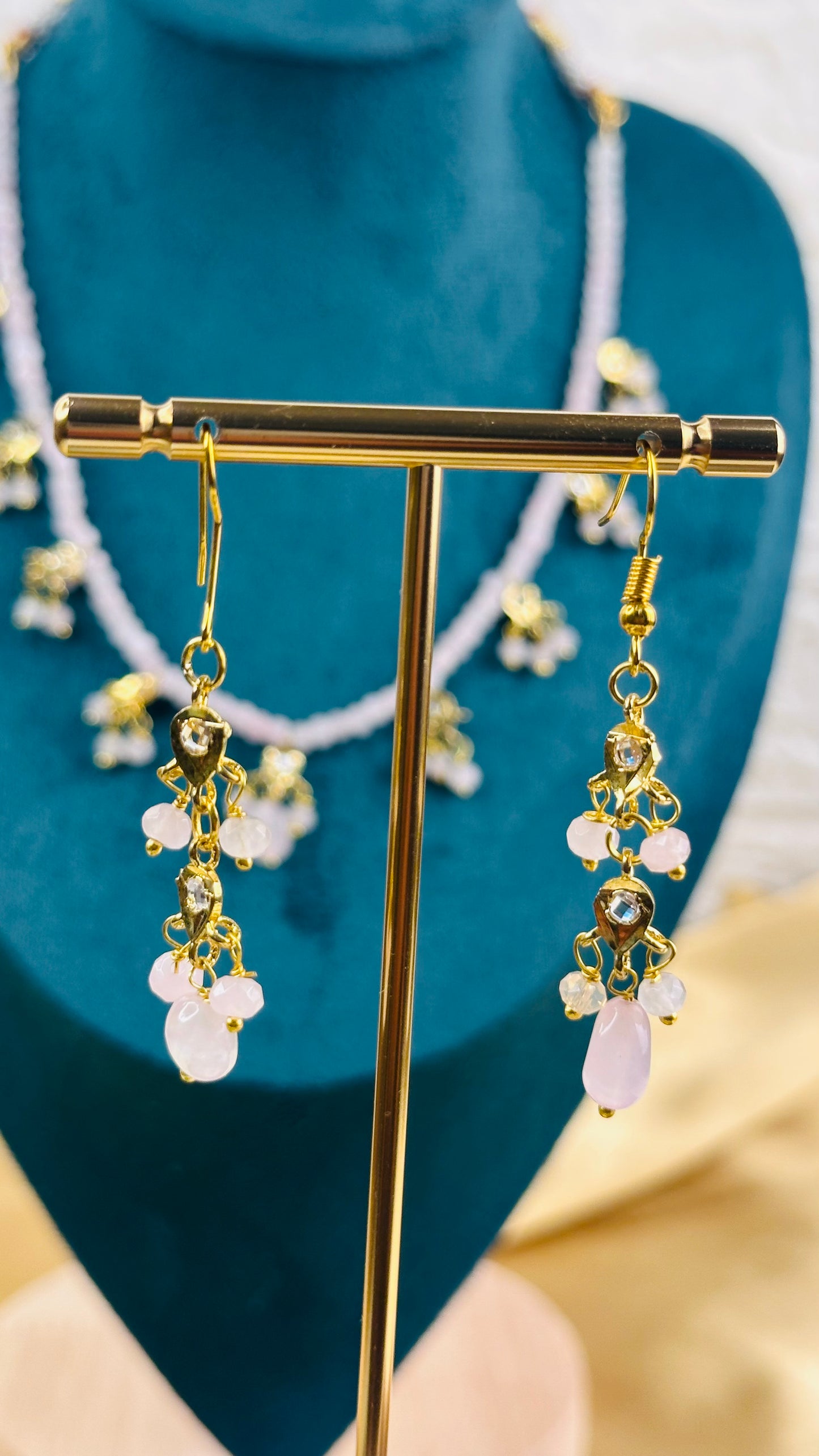 Bead Drop Necklace baby Pink